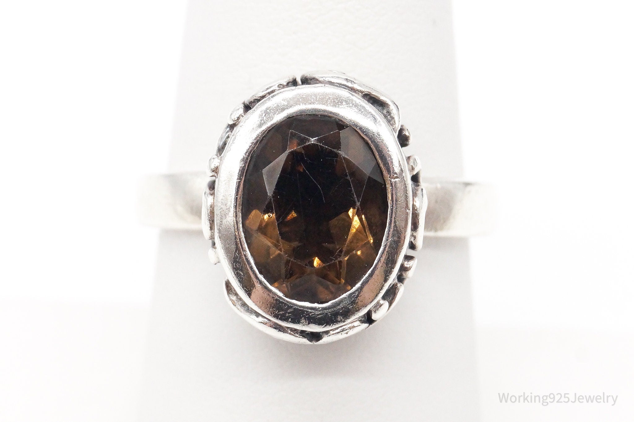 Designer Silpada Smoky Topaz Scroll Sterling Silver Ring - Size 7