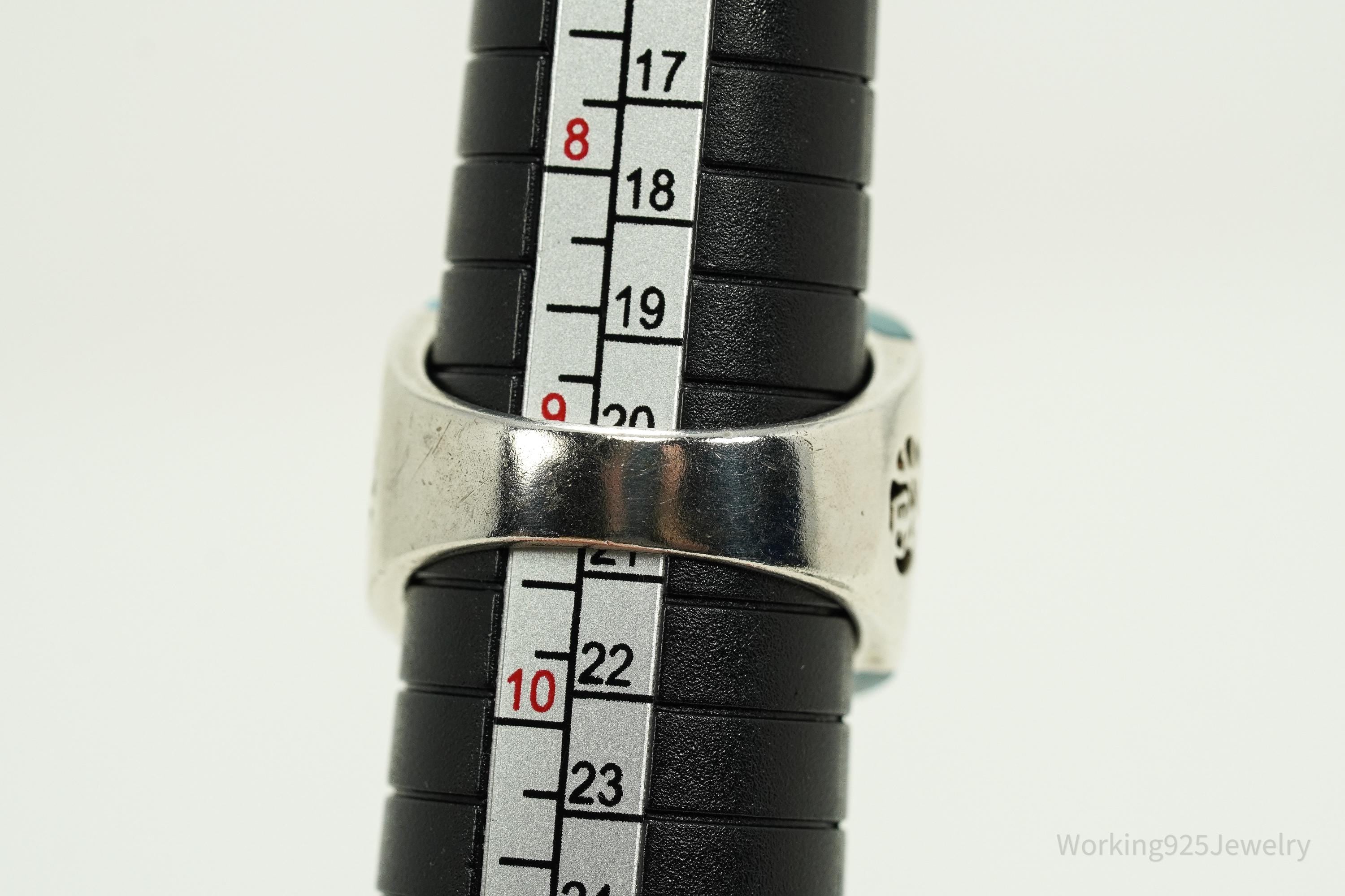 Designer Roz Kwan Turquoise Sterling Silver Ring - Size 9.25