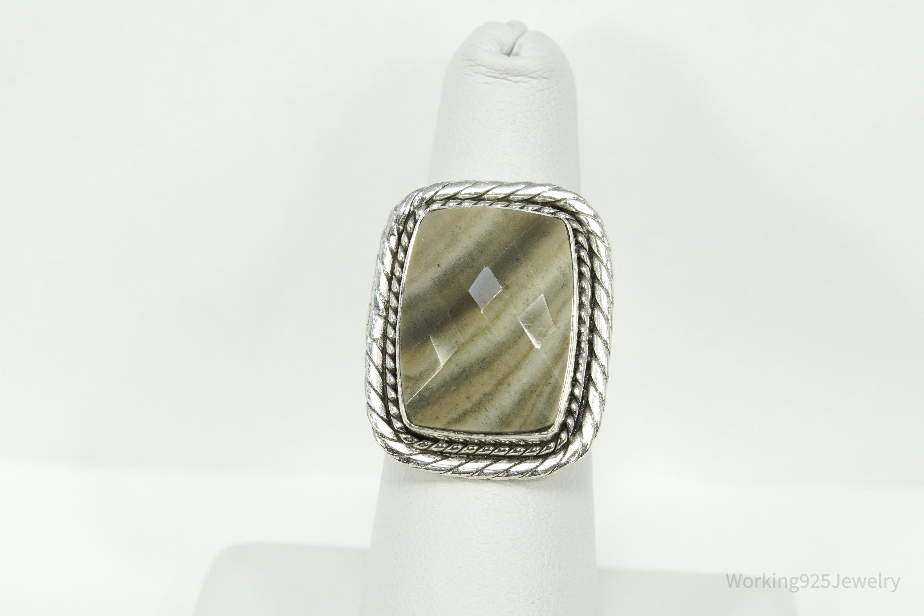 Vintage Lace Gemstone Sterling Silver Ring - Size 7