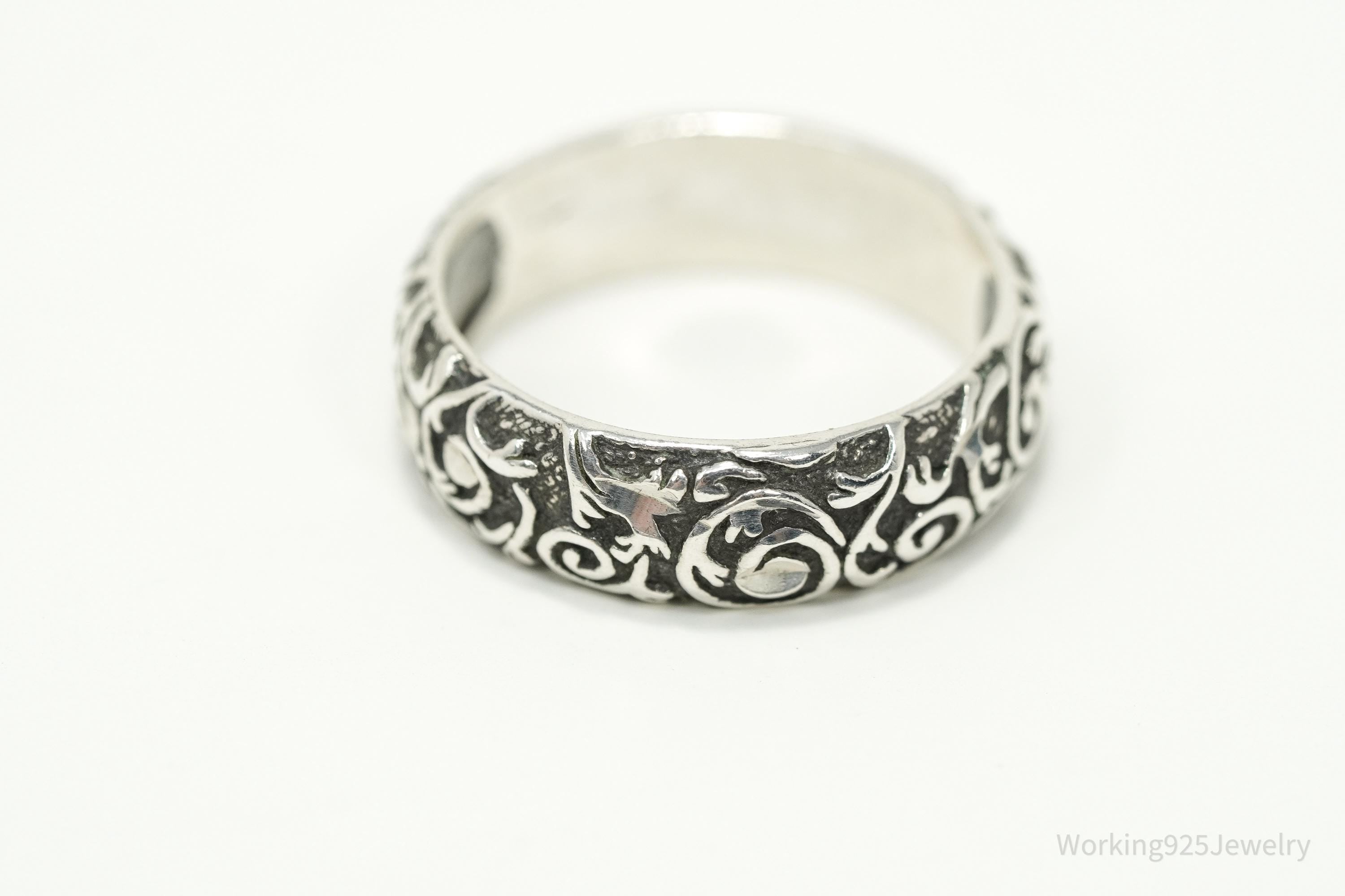 Vintage Native Designer Carolyn Pollack Relios Sterling Silver Band Ring Size 10.25