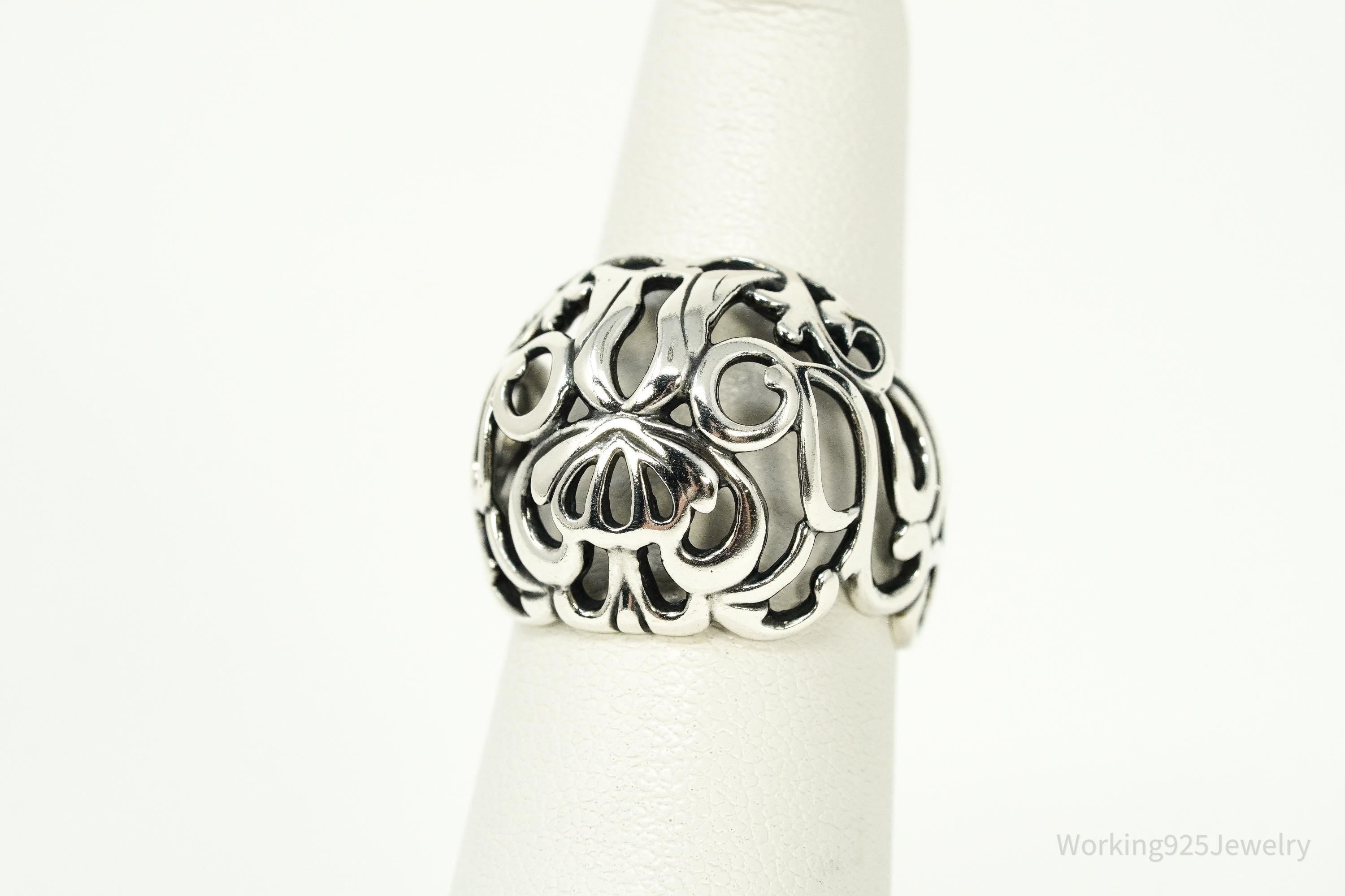 Vintage Native Designer Carolyn Pollack Sterling Silver Ornate Ring Size 6.25