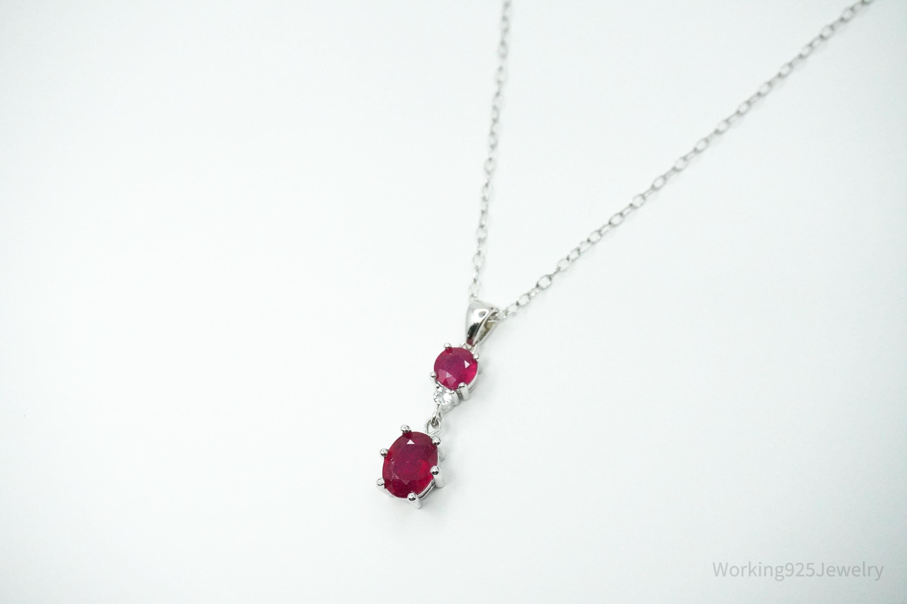 JTV's TGGC Ruby & White Topaz Sterling Silver Necklace 18"