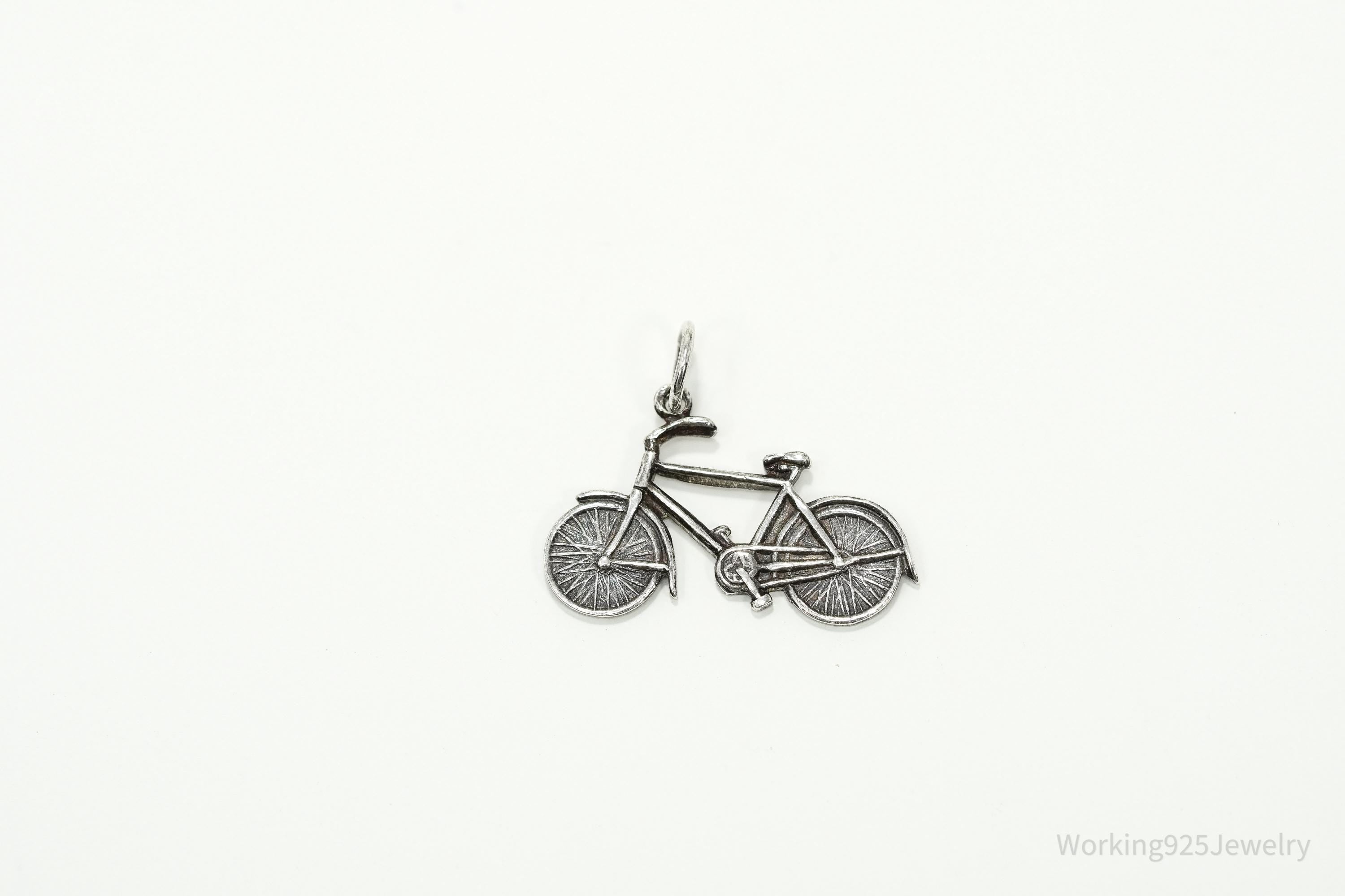 Vintage Bicycle Sterling Silver Charm Pendant