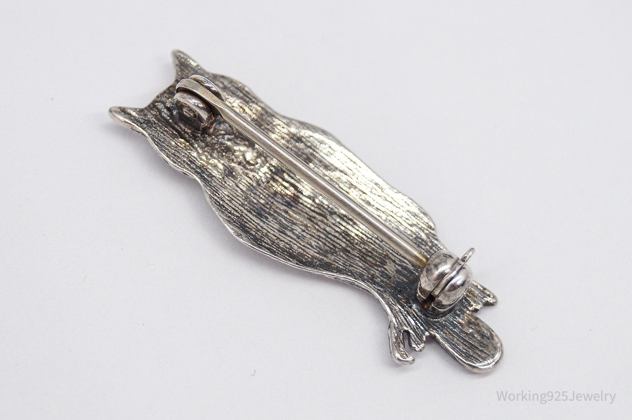 Vintage Owl Silver Pin Brooch