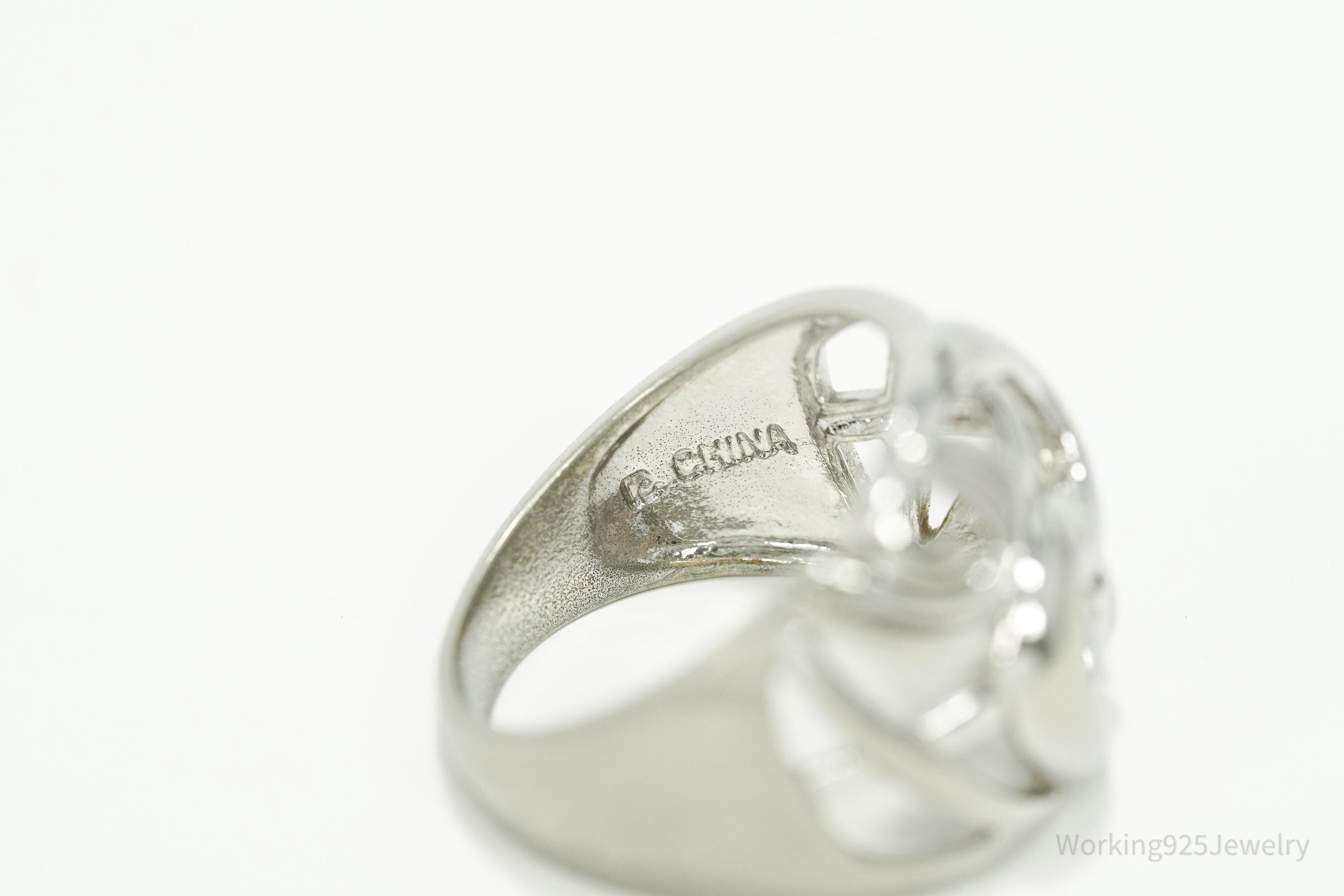 Vintage Ross Simons Art Deco Style Sterling Silver Band Ring - Size 7