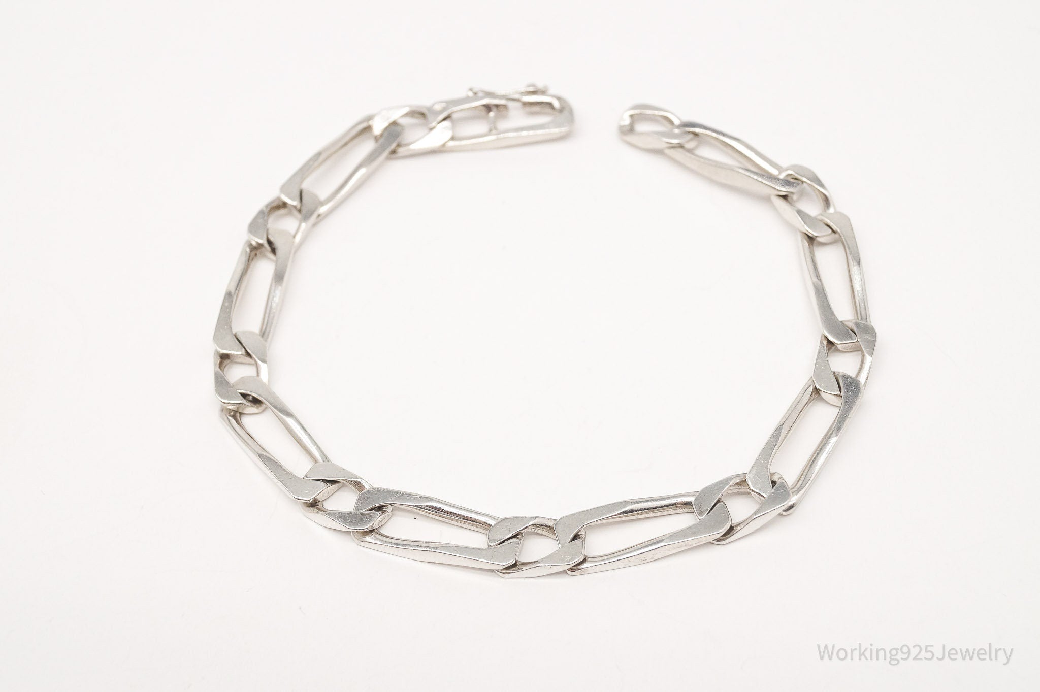 Vintage French Chain Link Sterling Silver Bracelet 8.75"