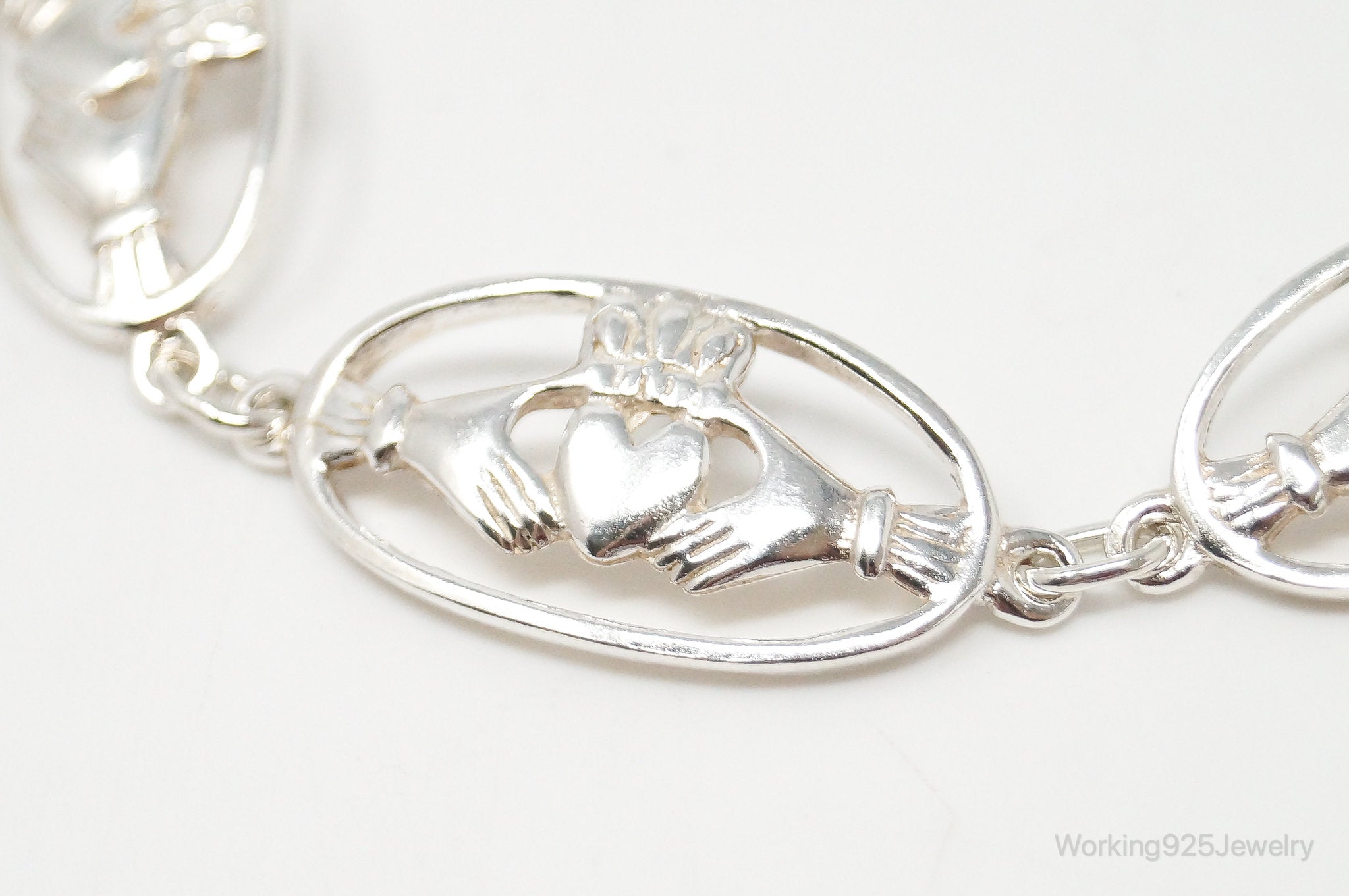 Vintage Claddagh Cut Out Sterling Silver Bracelet