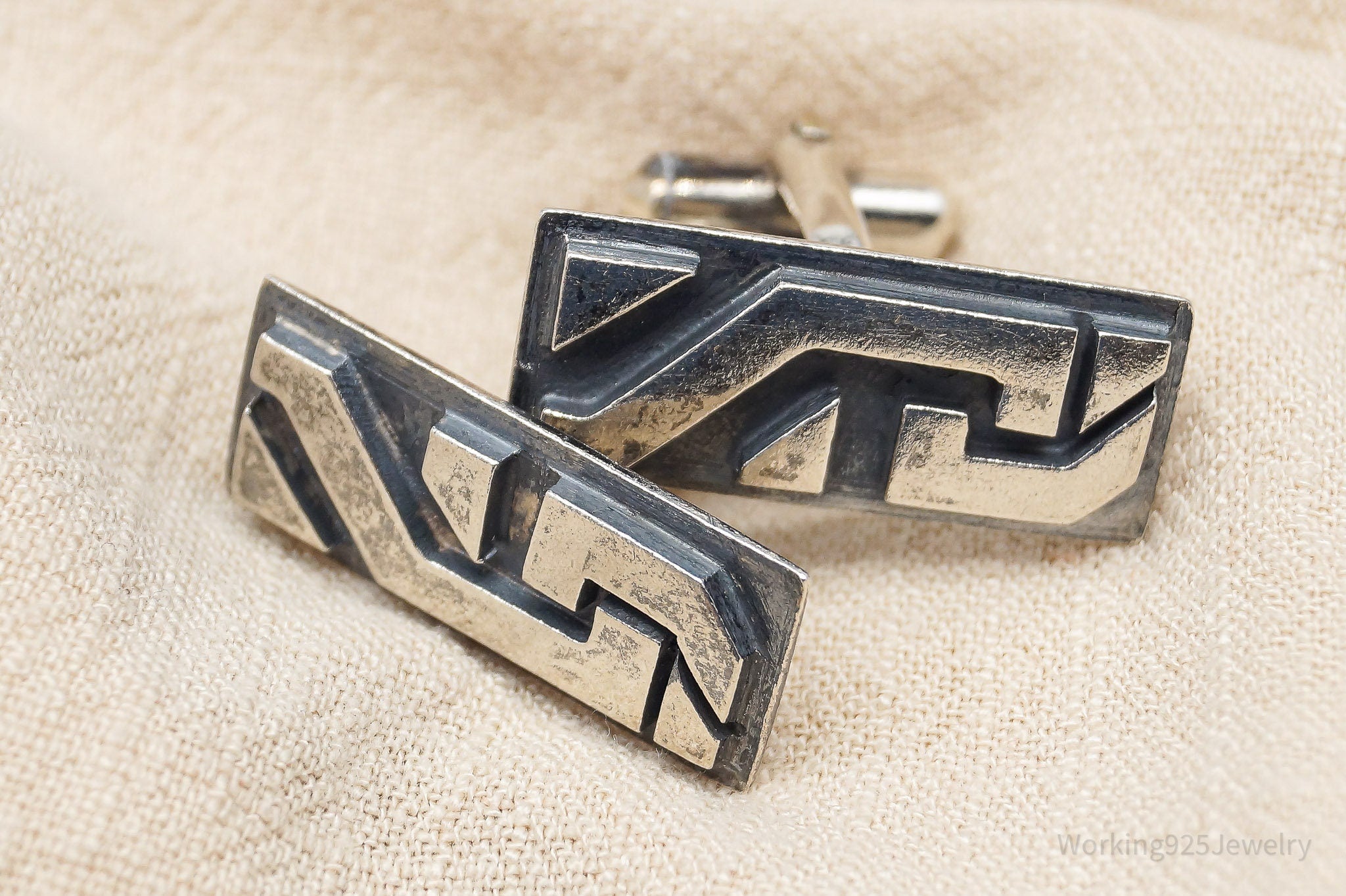 RARE Vintage Mexican Modernist Antonio Pineda Silver Mid Century Cuff Links