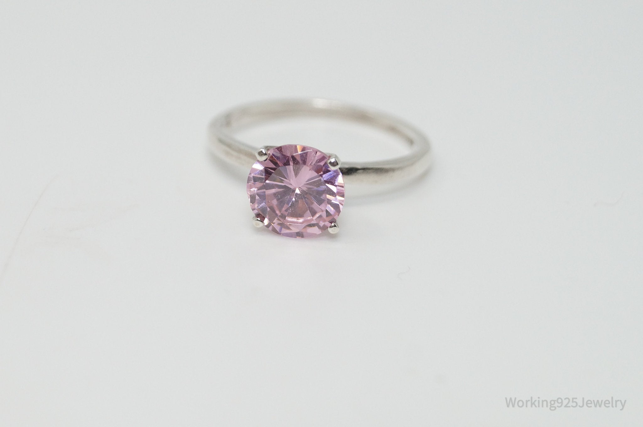 Vintage Man-made Pink Topaz Sterling Silver Ring - Sz 6.75