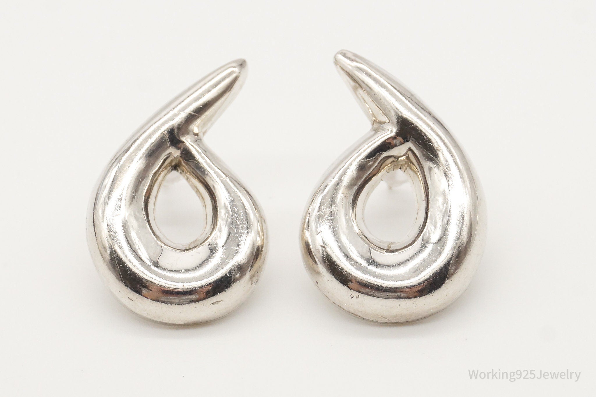 Vintage Mexico Modernist Sterling Silver Earrings