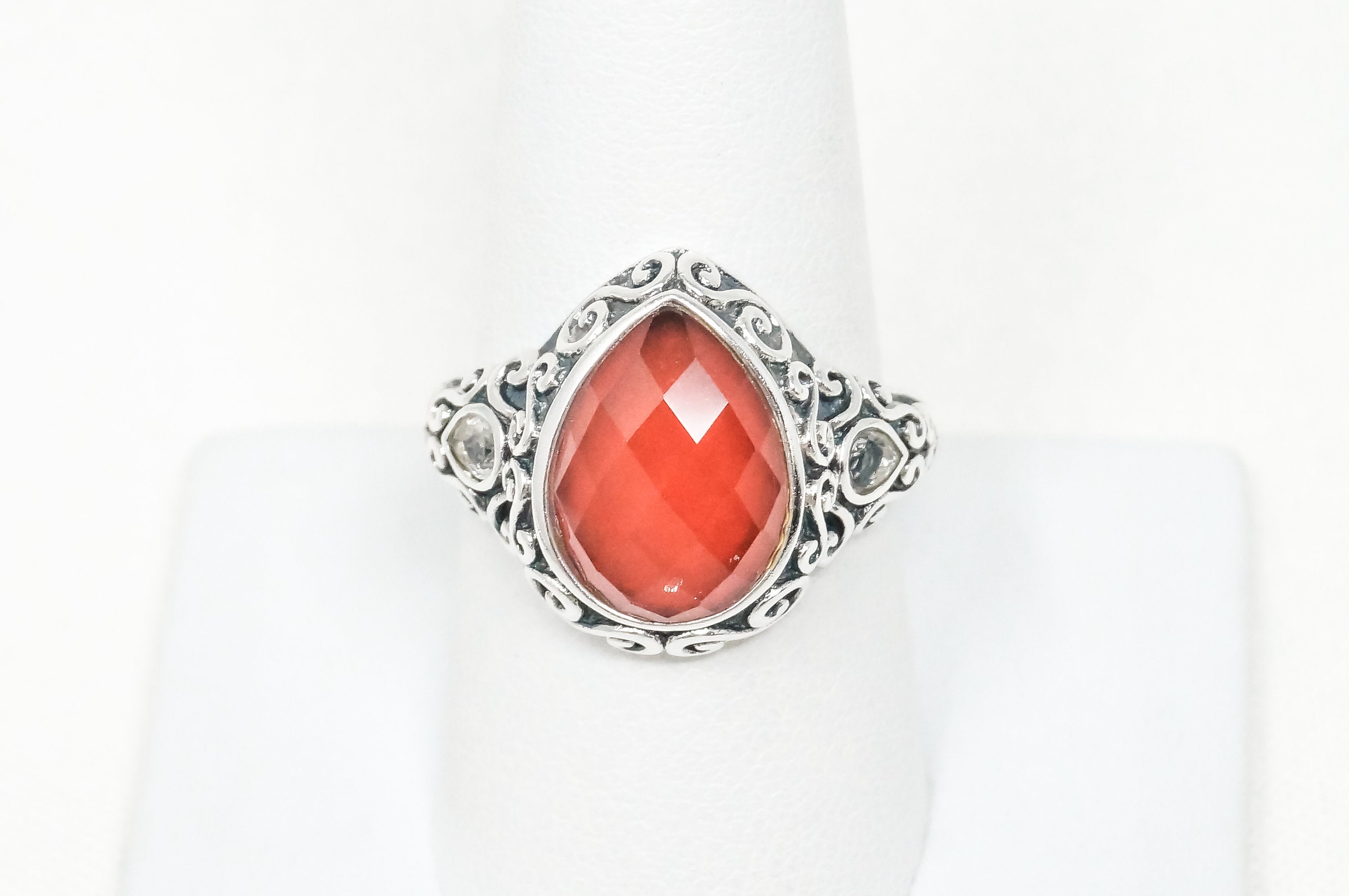 Vintage Thailand Designer Quartz Sterling Silver Ring - Sz 9