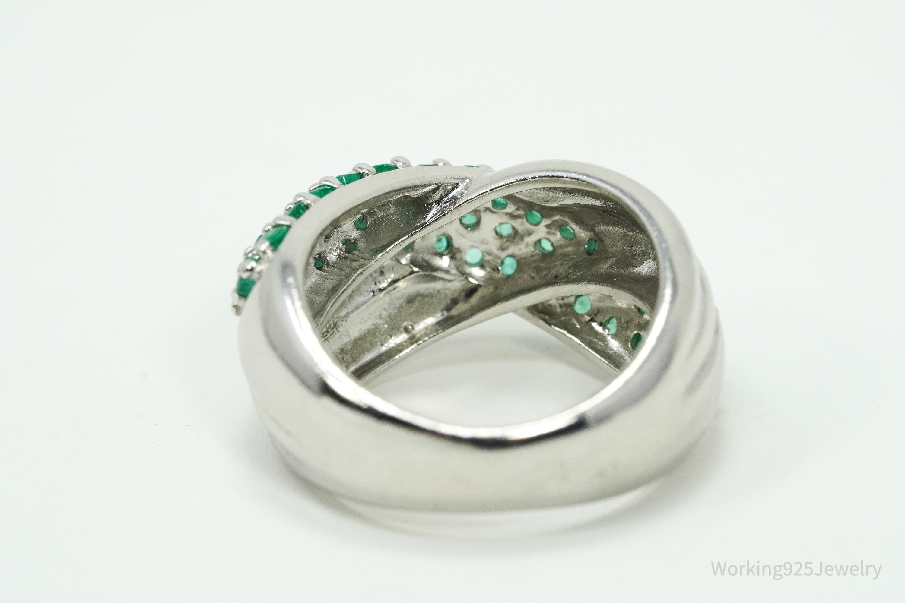 Vintage CNA Emerald Sterling Silver Ring - Size 6