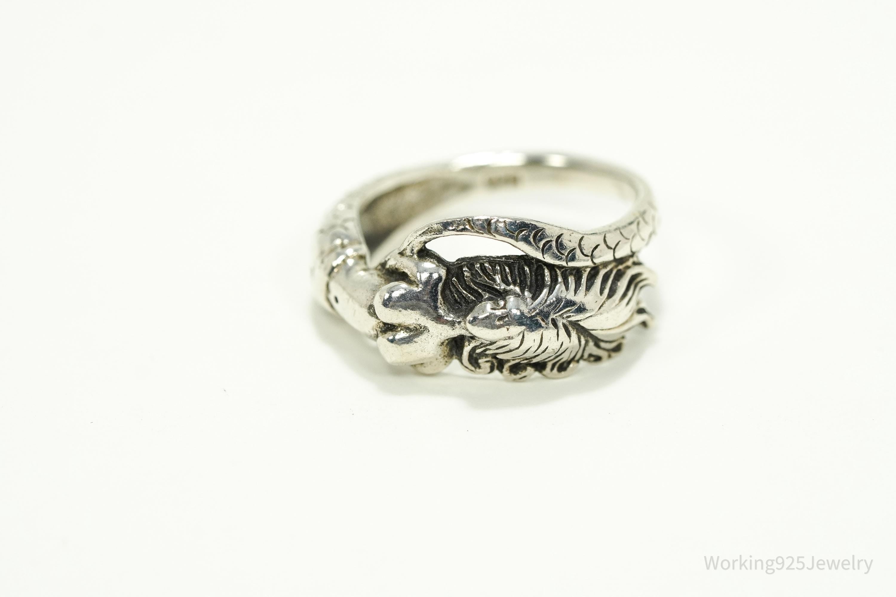Vintage Wrapped Mermaid Sterling Silver Ring - Size 5.25