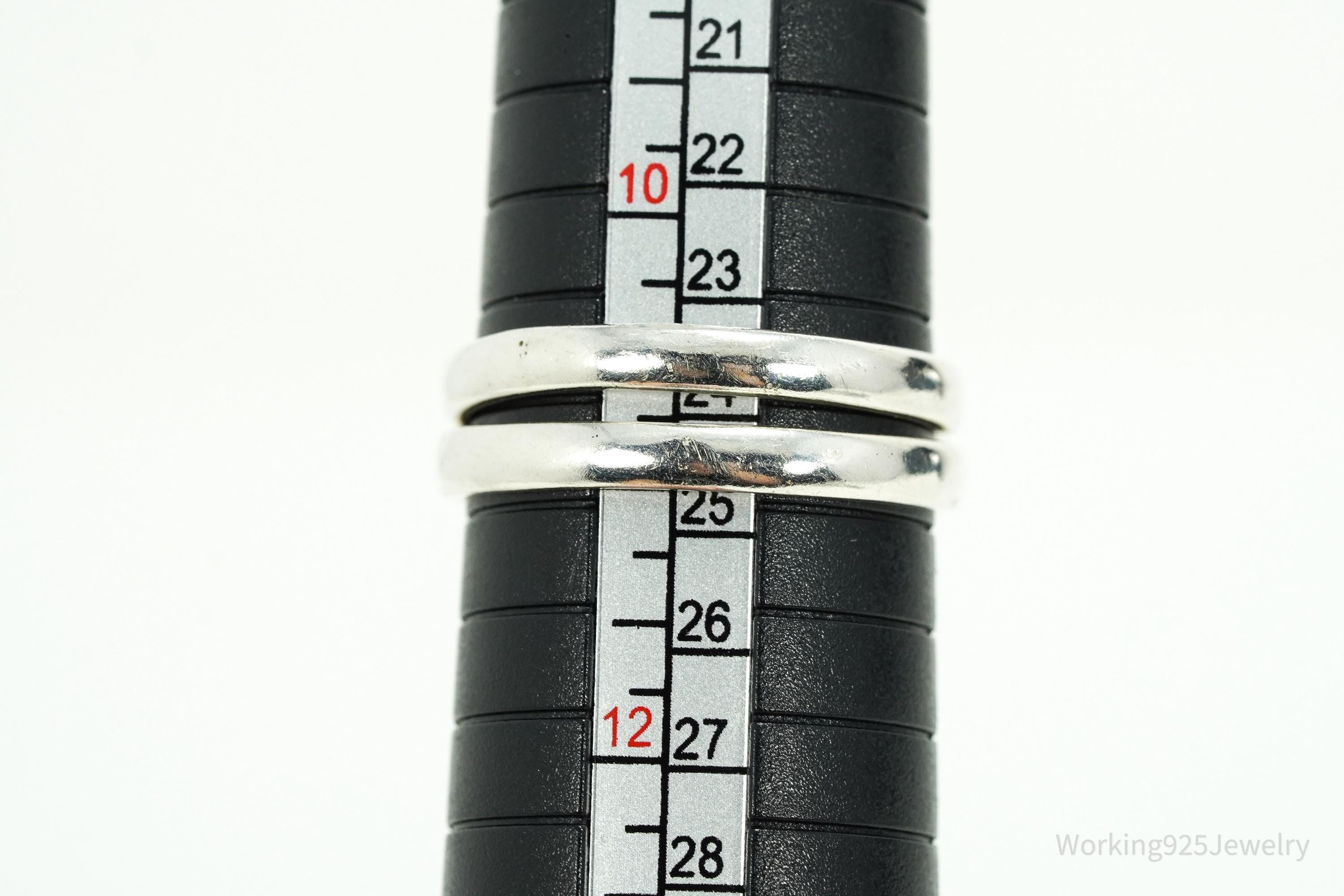 Vintage Citrine & Sheen Obsidian Reversible Silver Ring - Size 11