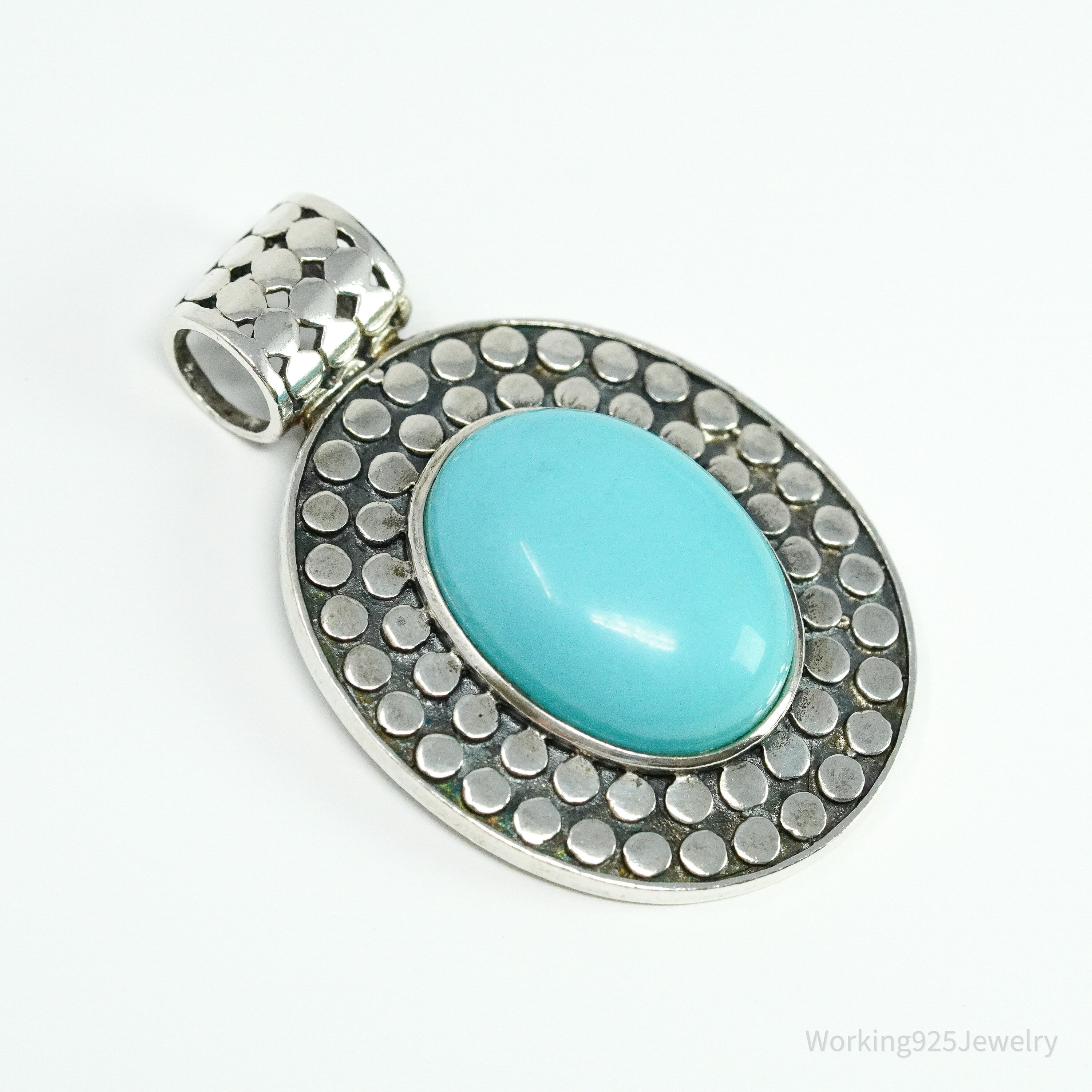 Vintage Blue Turquoise Sterling Silver Pendant