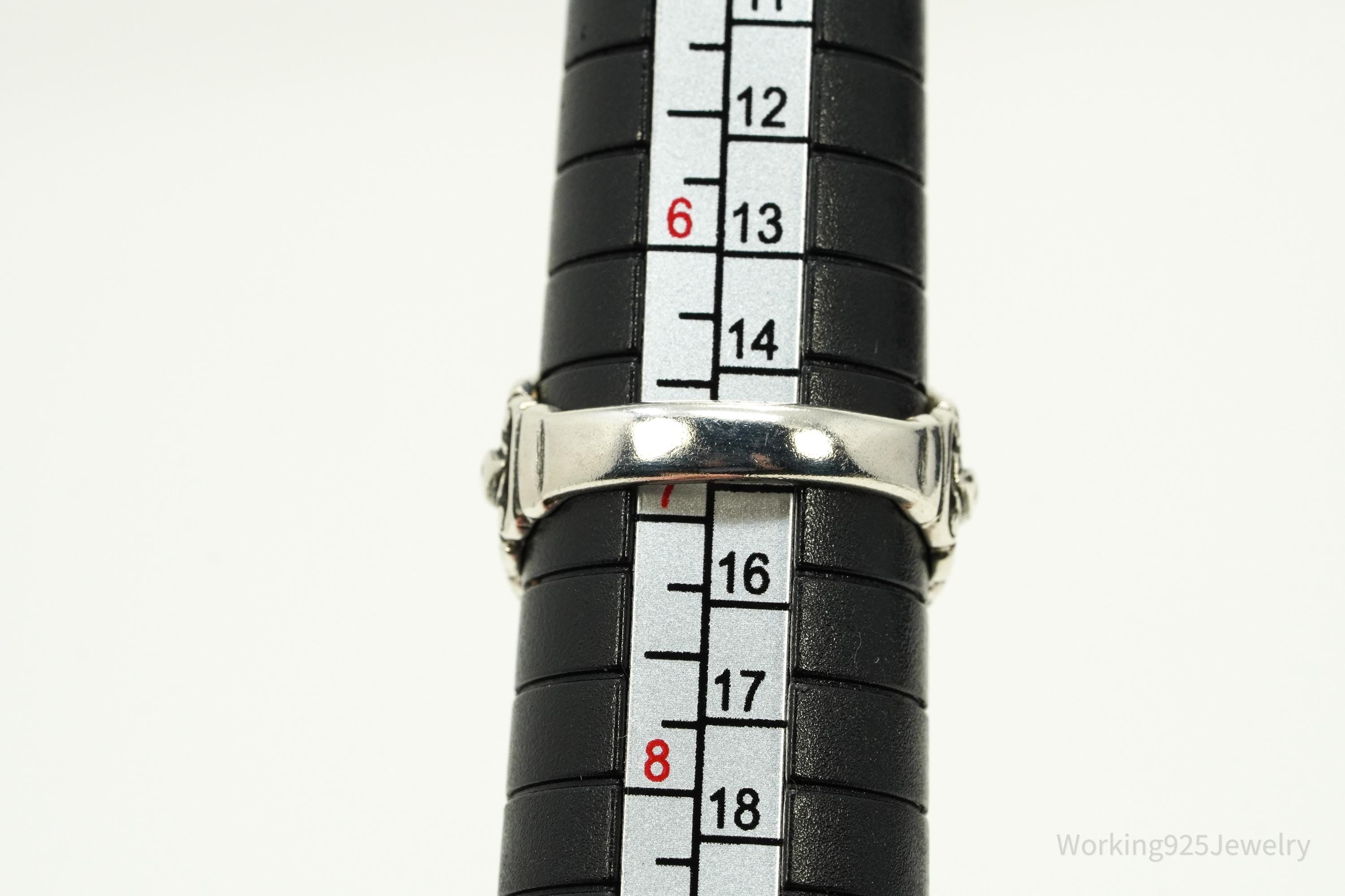 Vintage Paua Abalone Shell Sterling Silver Ring - Size 6.75