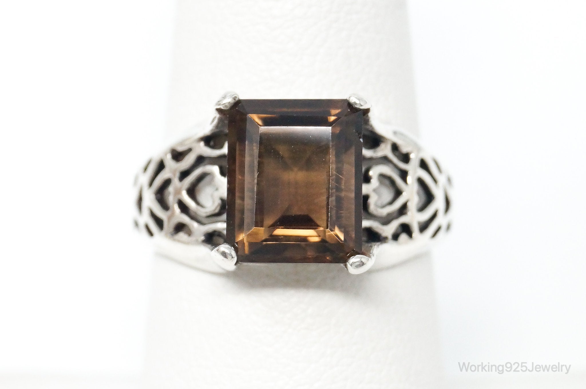 Vintage Smoky Topaz Sterling Silver Ring - Size 7