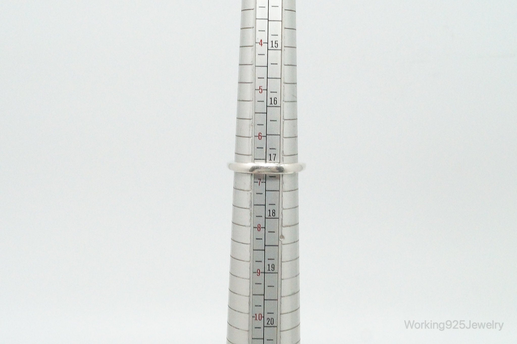 Vintage Garnet Sterling Silver Ring Size 6.75