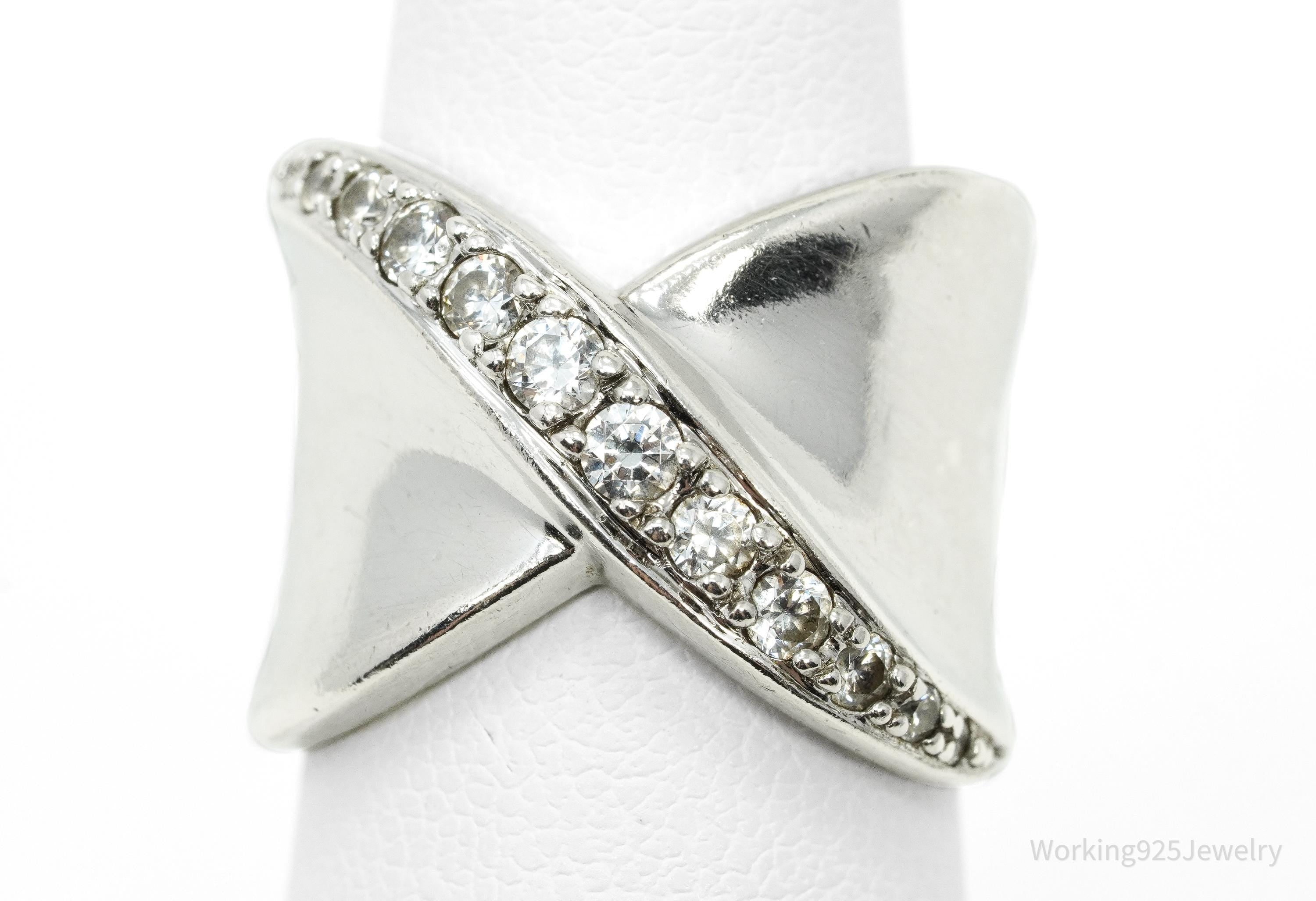 Vintage Cubic Zirconia Sterling Silver Ring - Size 5