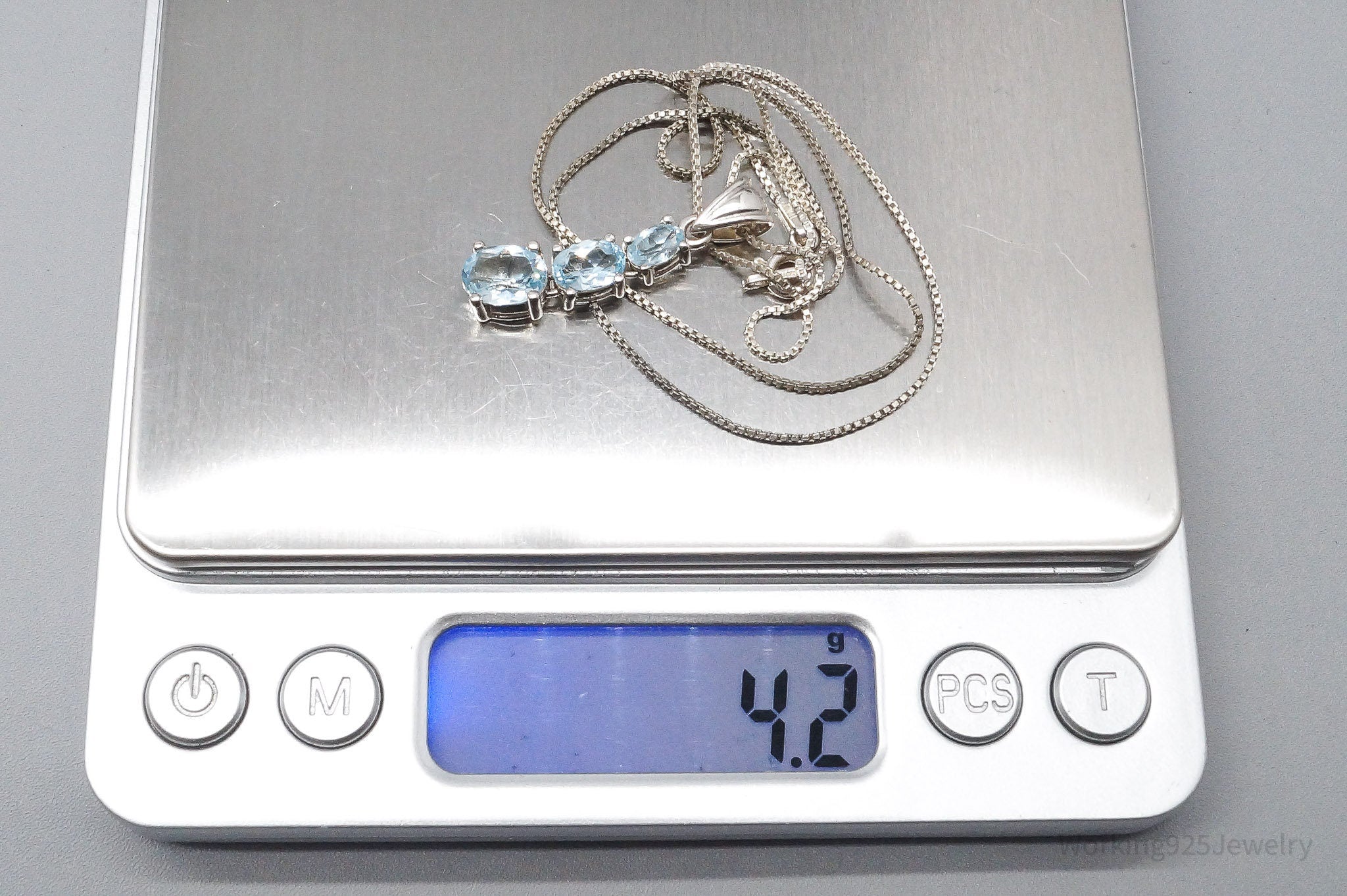 Vintage Blue Topaz Sterling Silver Necklace 18"