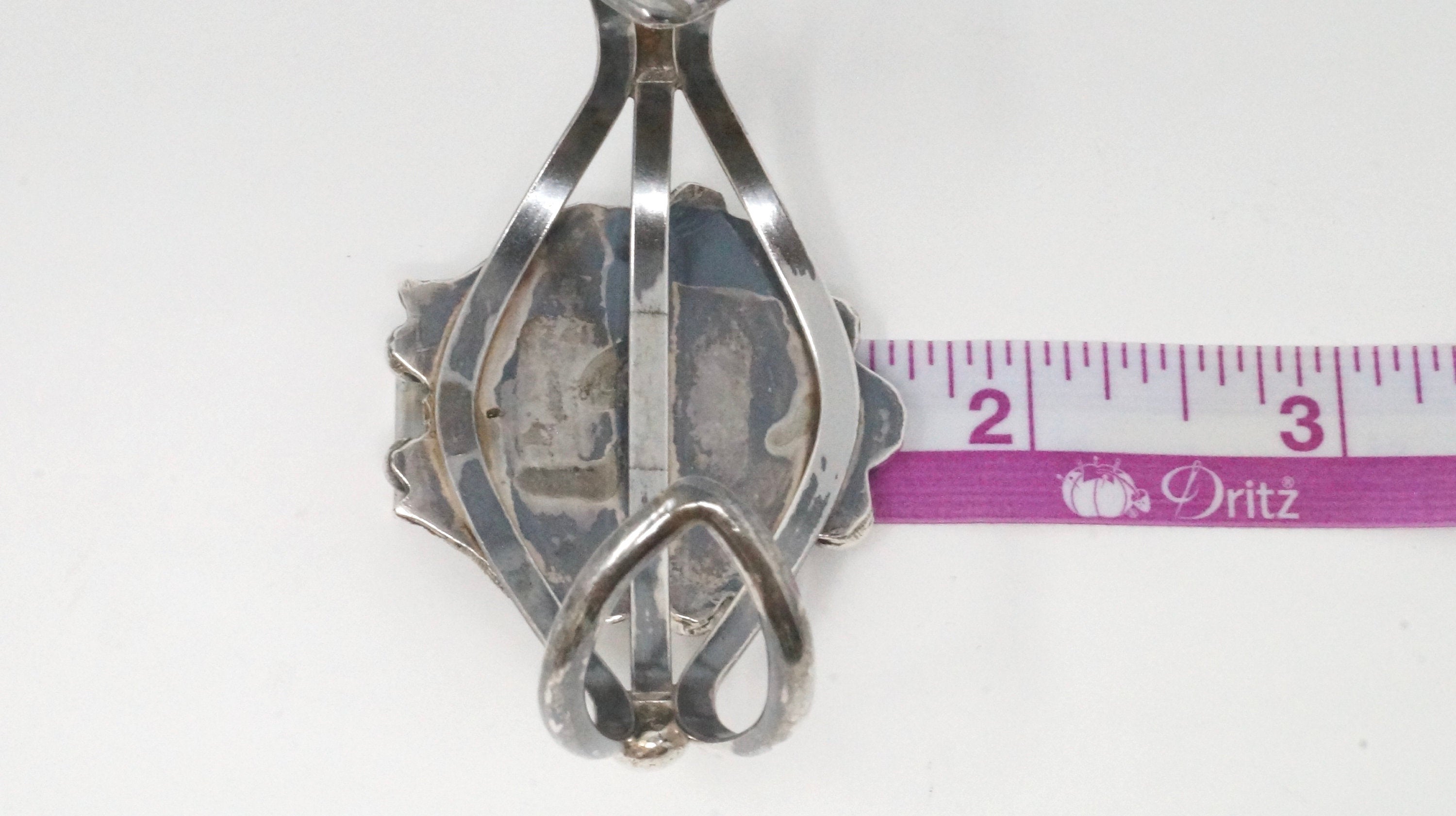 Vintage Malachite Mother of Pearl Sterling Silver Feather Design Cuff Bracelet