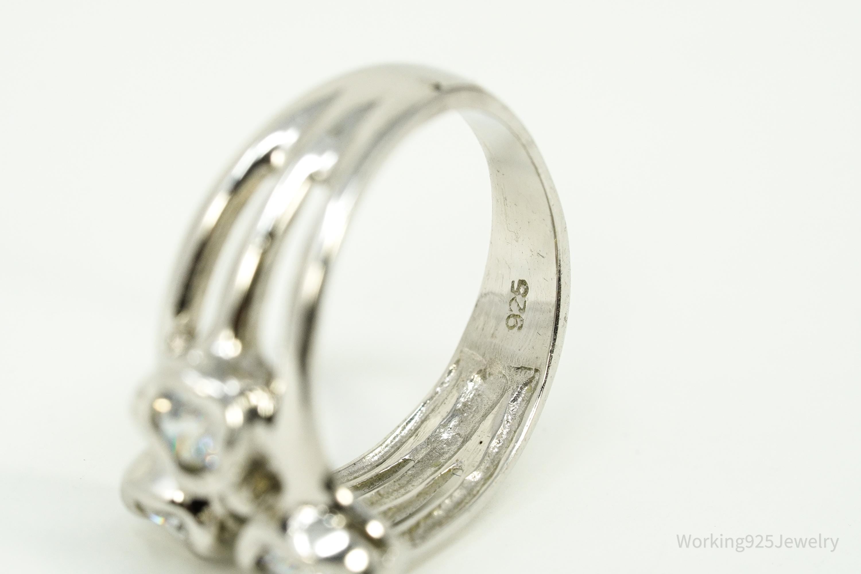 Vintage Cubic Zirconia Sterling Silver Ring Size 8