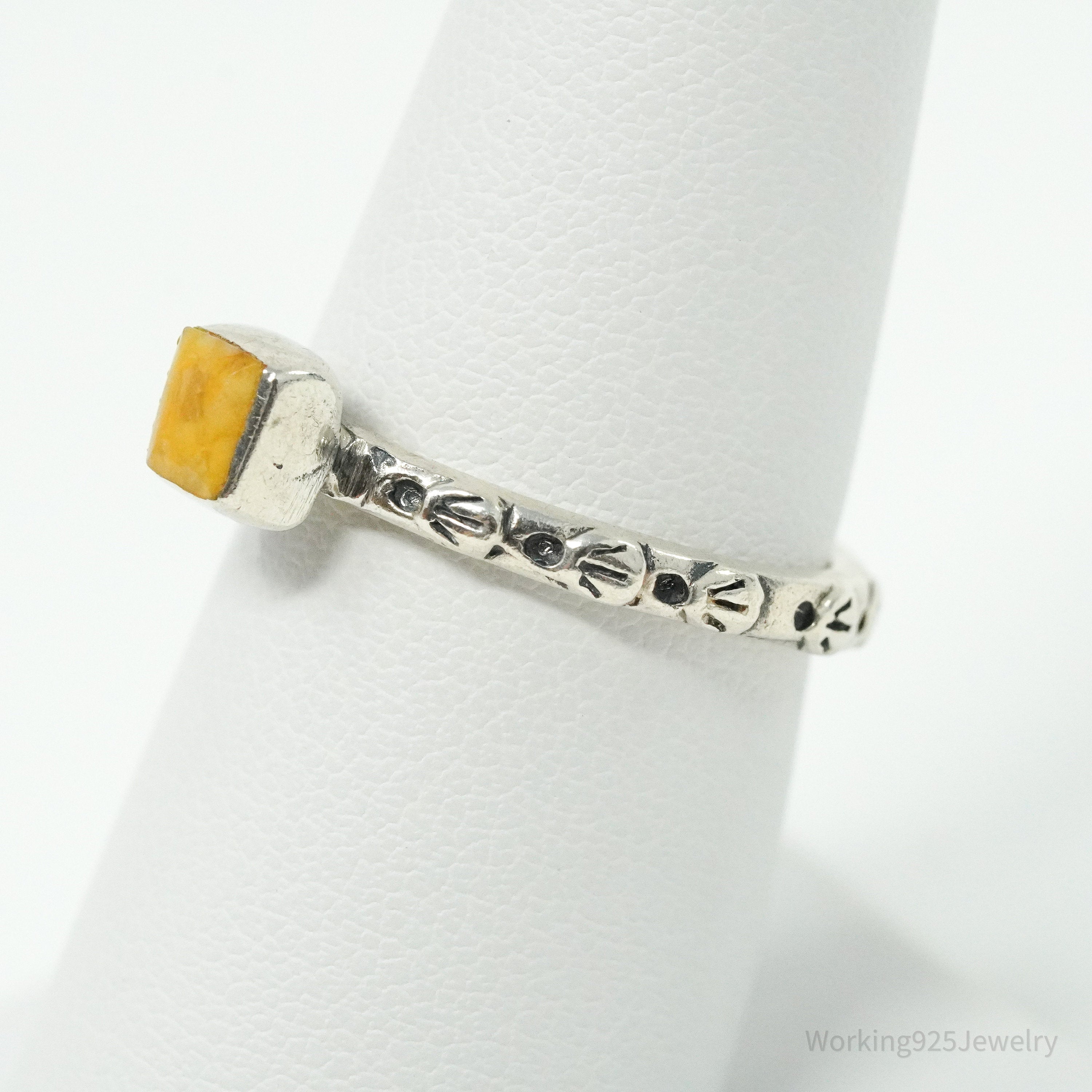 Vintage Peyote Bird Southwestern Shell Oyster Sterling Silver Ring - Size 7