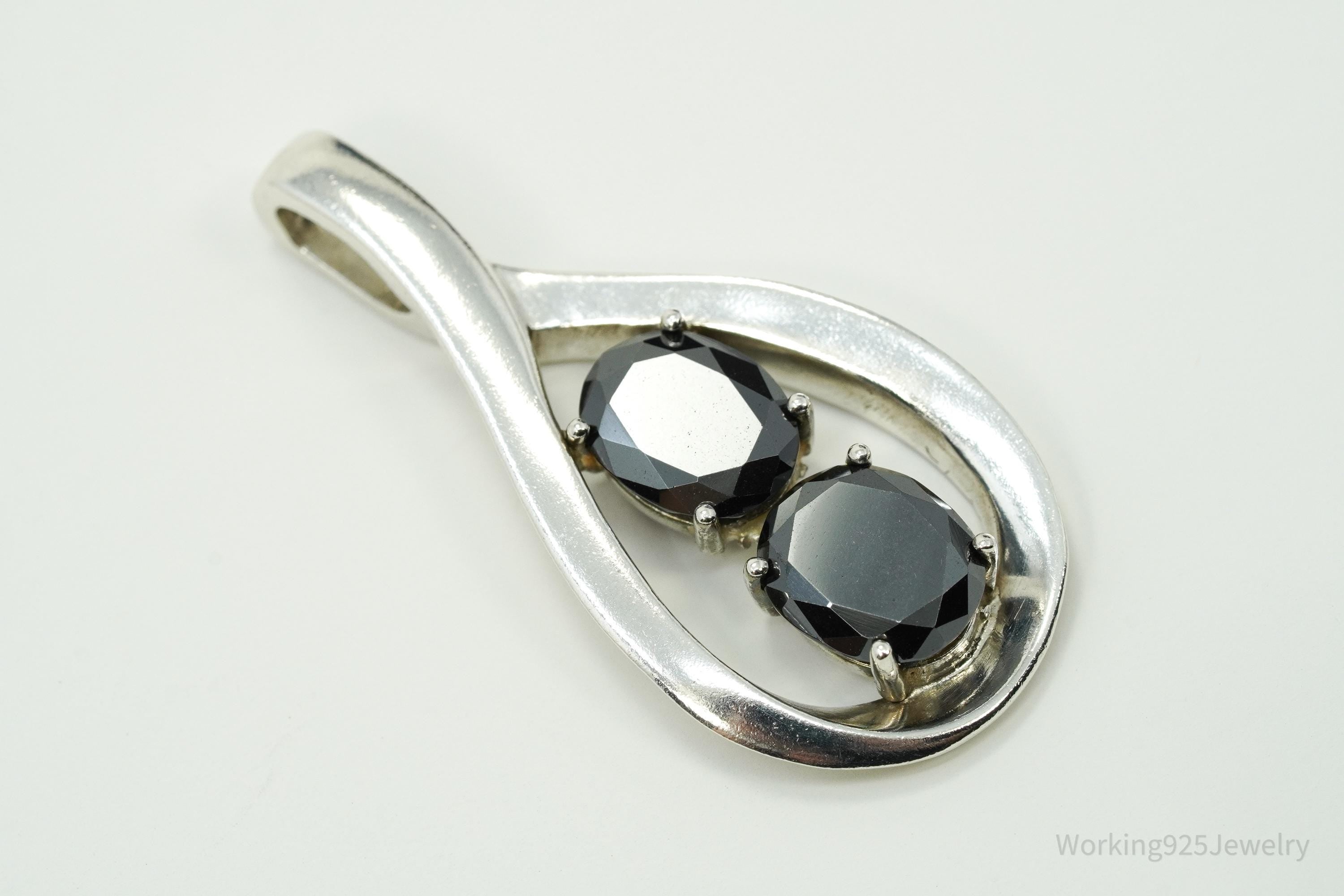 Vintage Hematite Sterling Silver Pendant