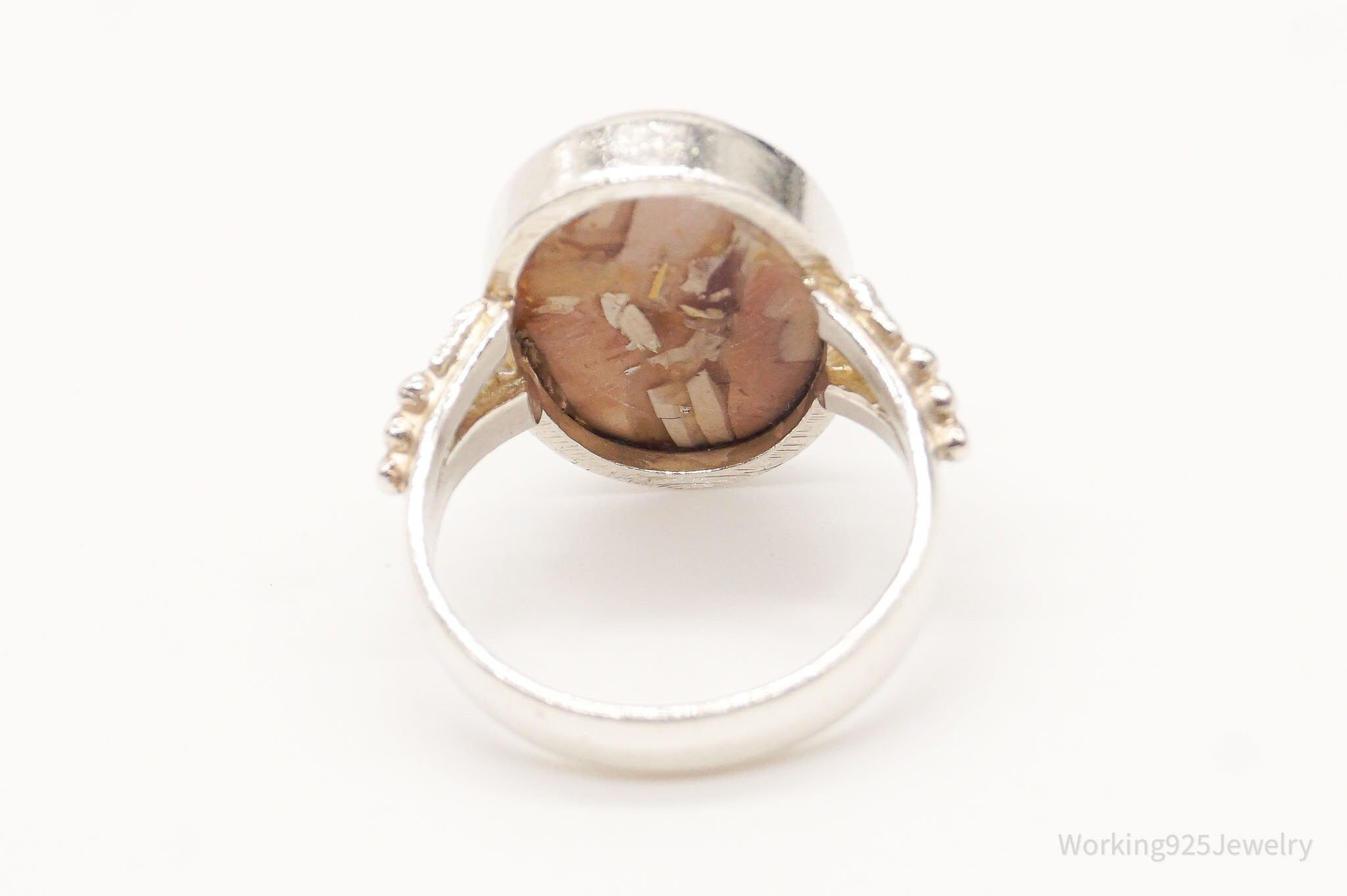 Vintage Brecciated Mookaite Sterling Silver Ring Size 6.75