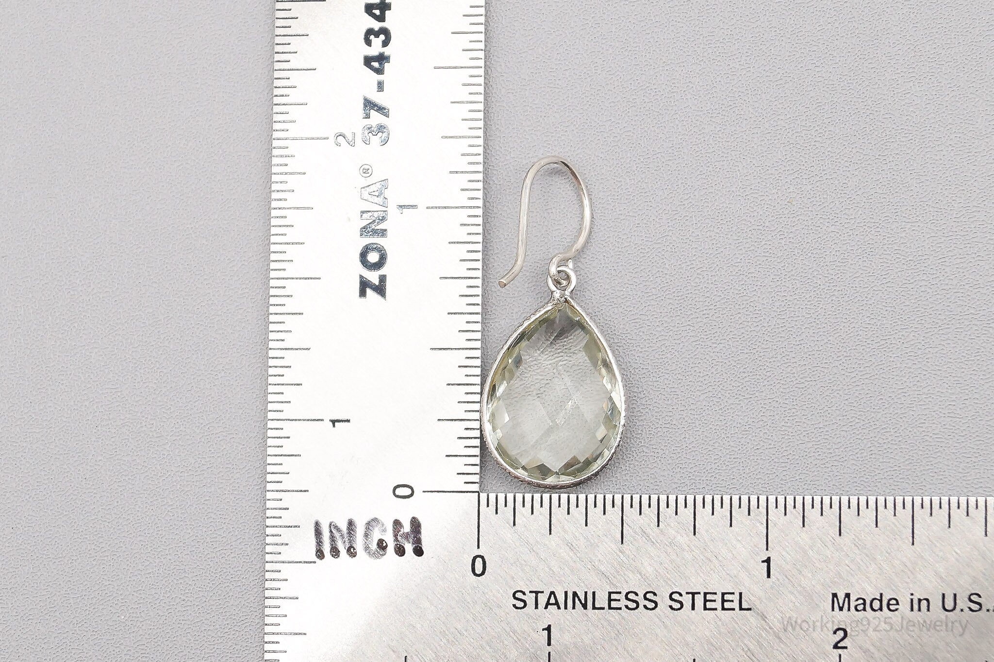 Vintage Large Prasiolite Sterling Silver Earrings