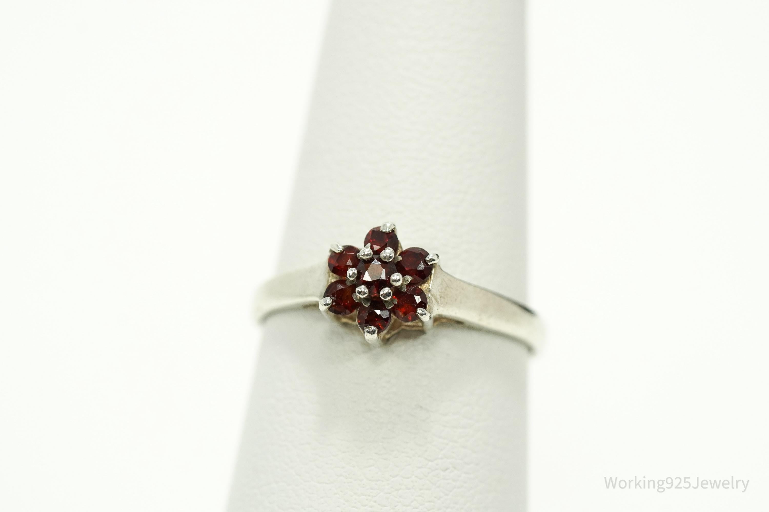 Vintage 1980s Birmingham Garnet Sterling Silver Ring - Size 6.5
