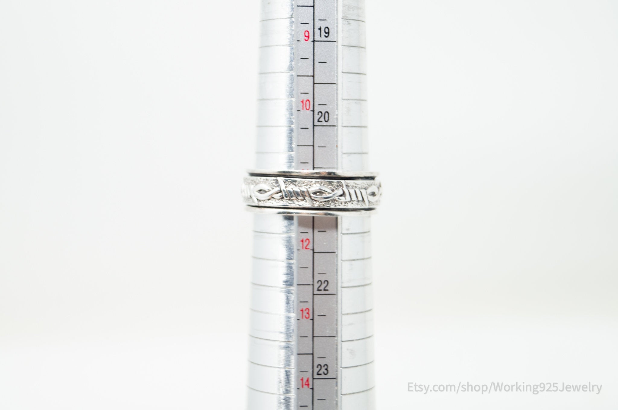 Vintage Barbed Wire Wrap Designer Sterling Silver Spinner Band Ring Sz 11.5