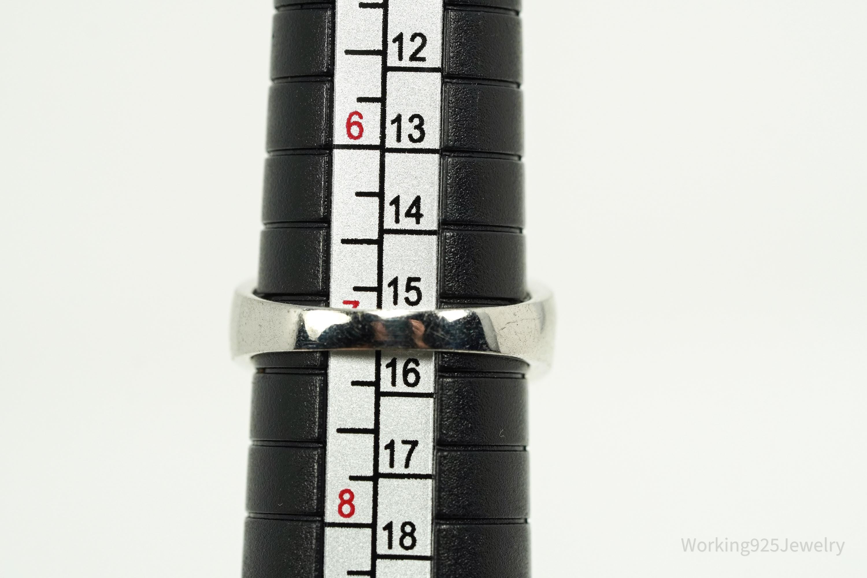 Vintage Large Blue Topaz Sterling Silver Ring - Size 7