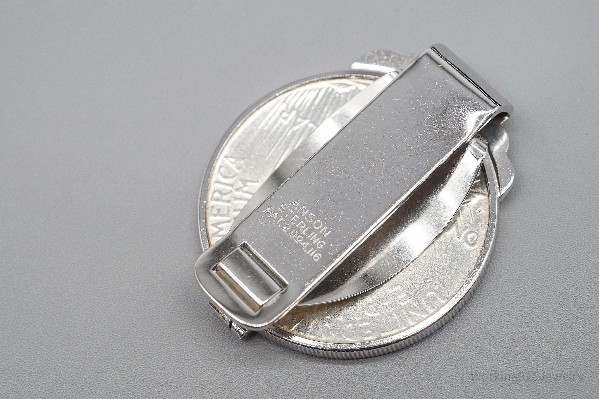 Antique Vintage Anson 1922 Peace Silver Dollar Coin Sterling Silver Money Clip