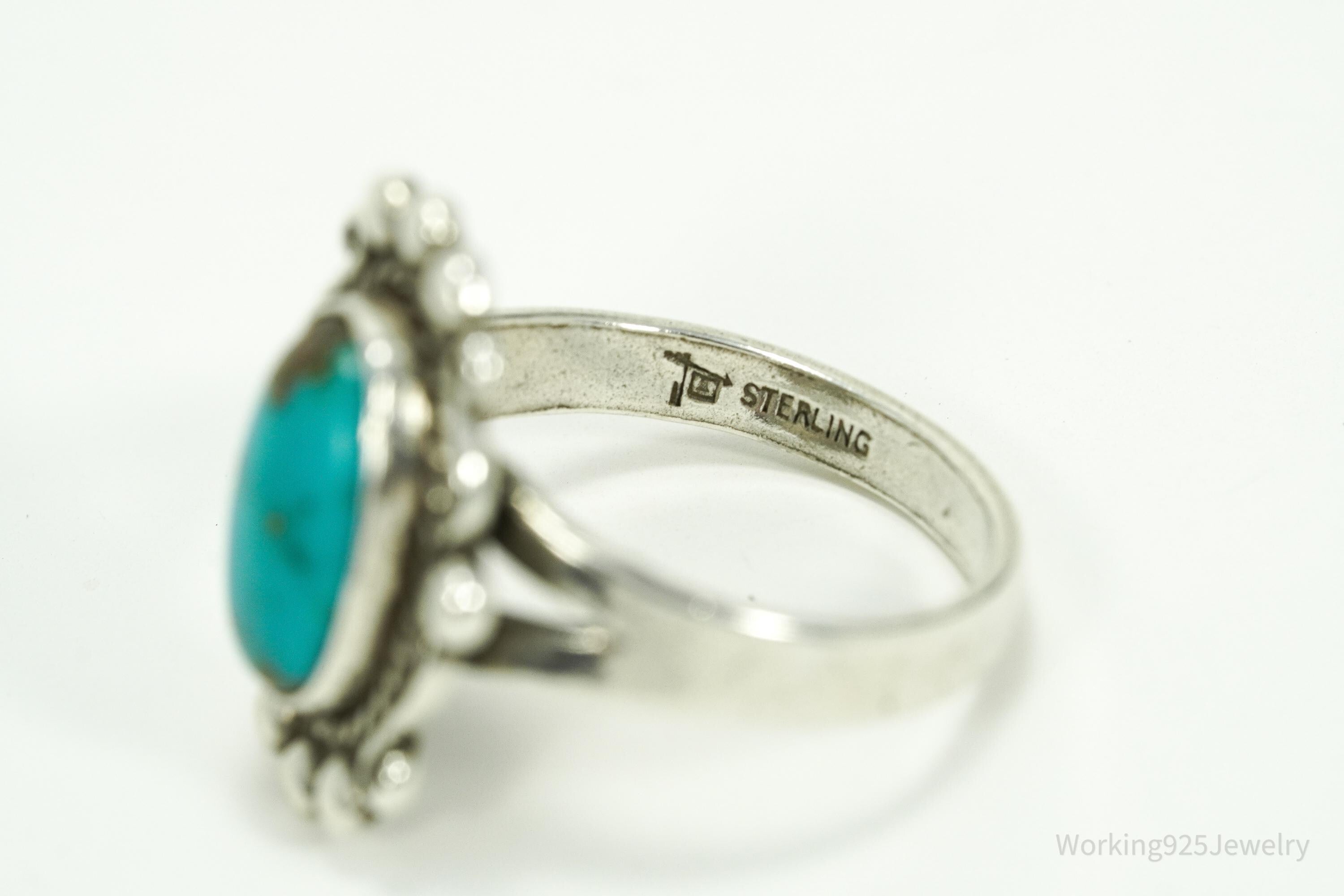 Vintage Native Bell Trading Company Turquoise Sterling Silver Ring - Size 7.25