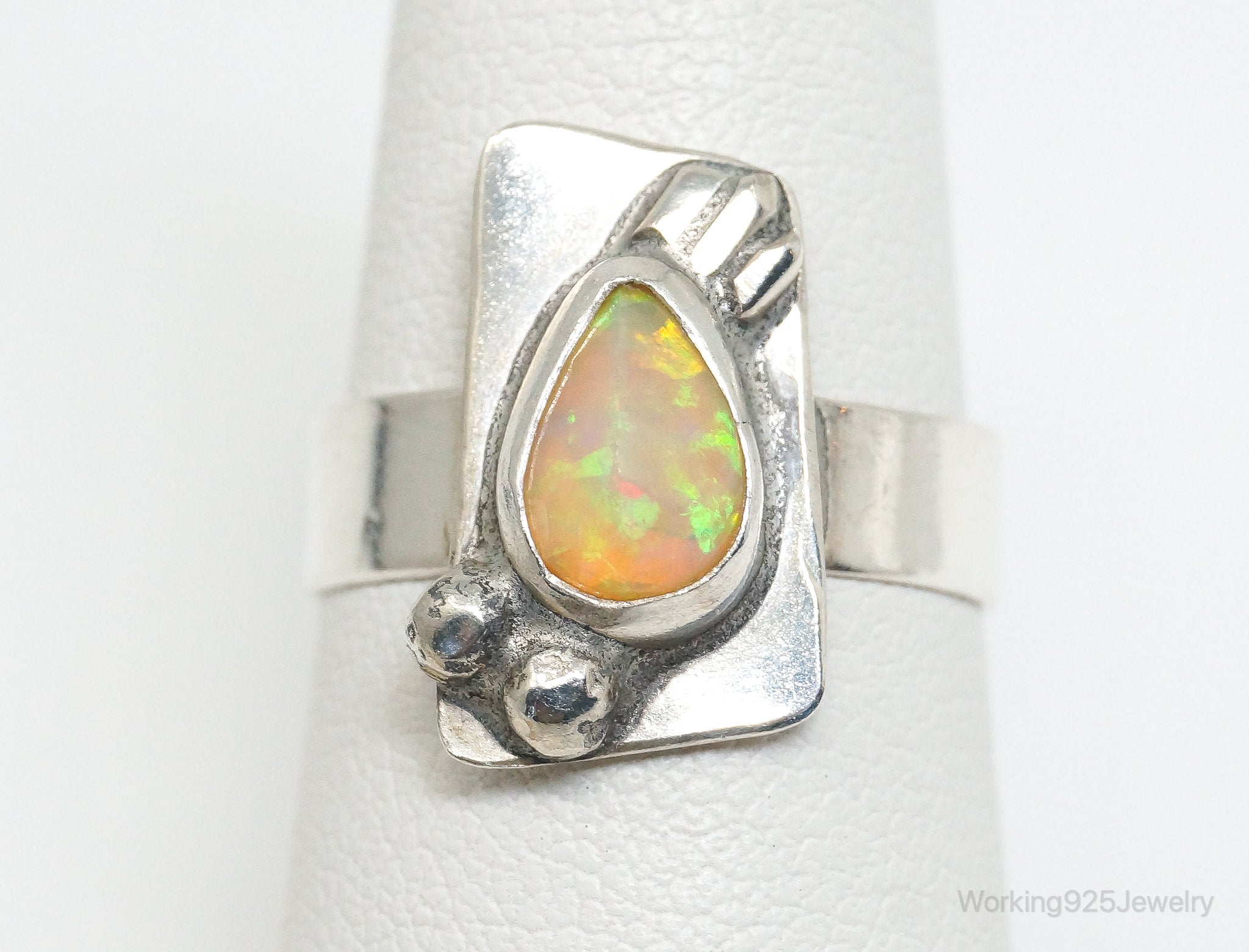 Vintage Opal Sterling Silver Ring - Size 6.75