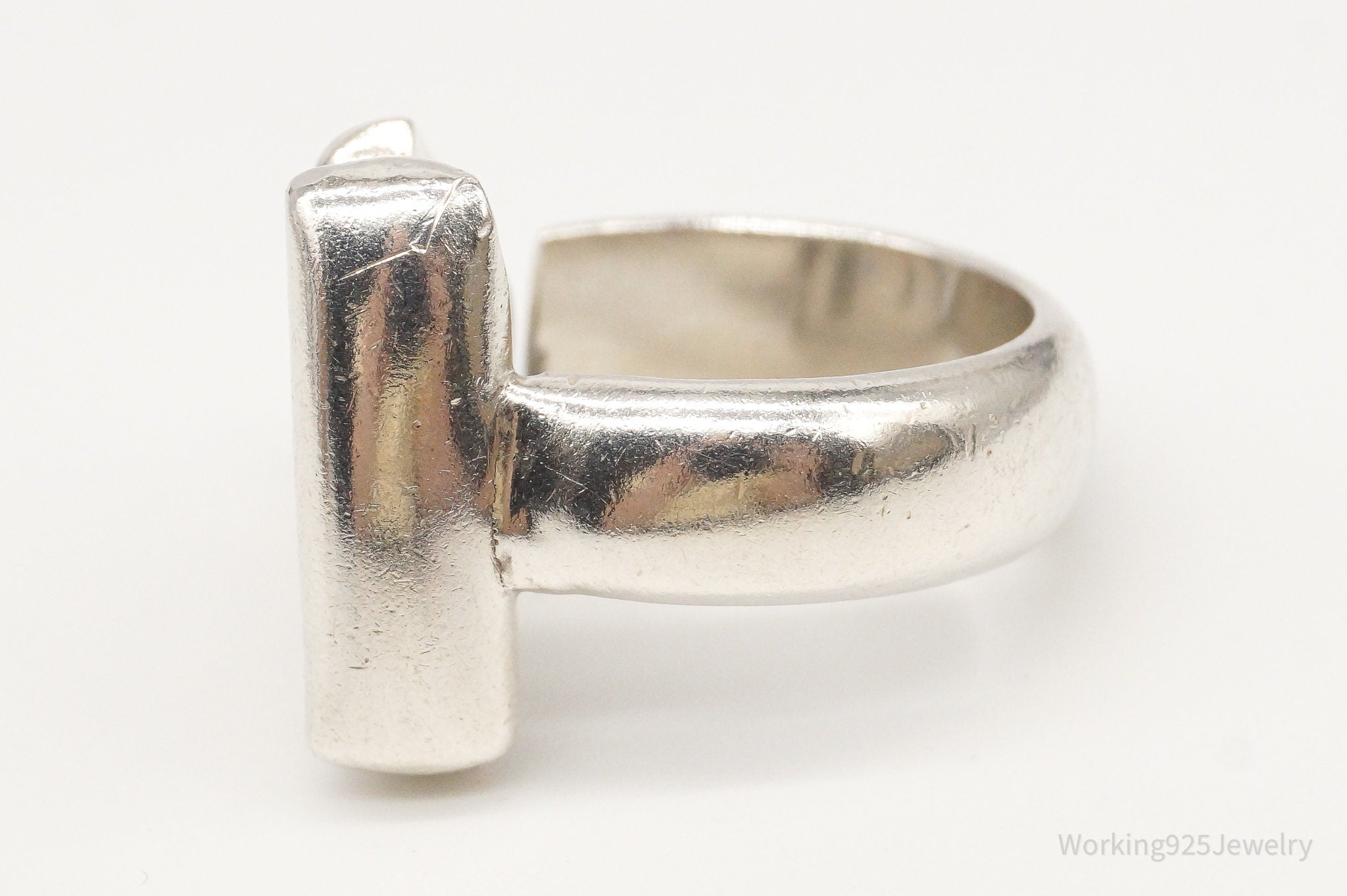 Vintage Modernist Style Sterling Silver Ring - Size 6.5 Adjustable