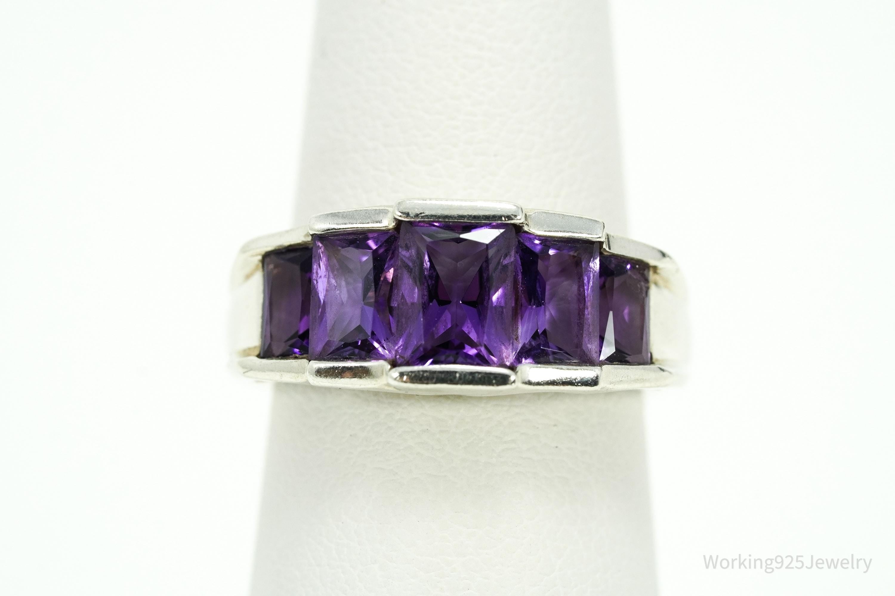 Vintage Amethyst Sterling Silver Ring - Size 6