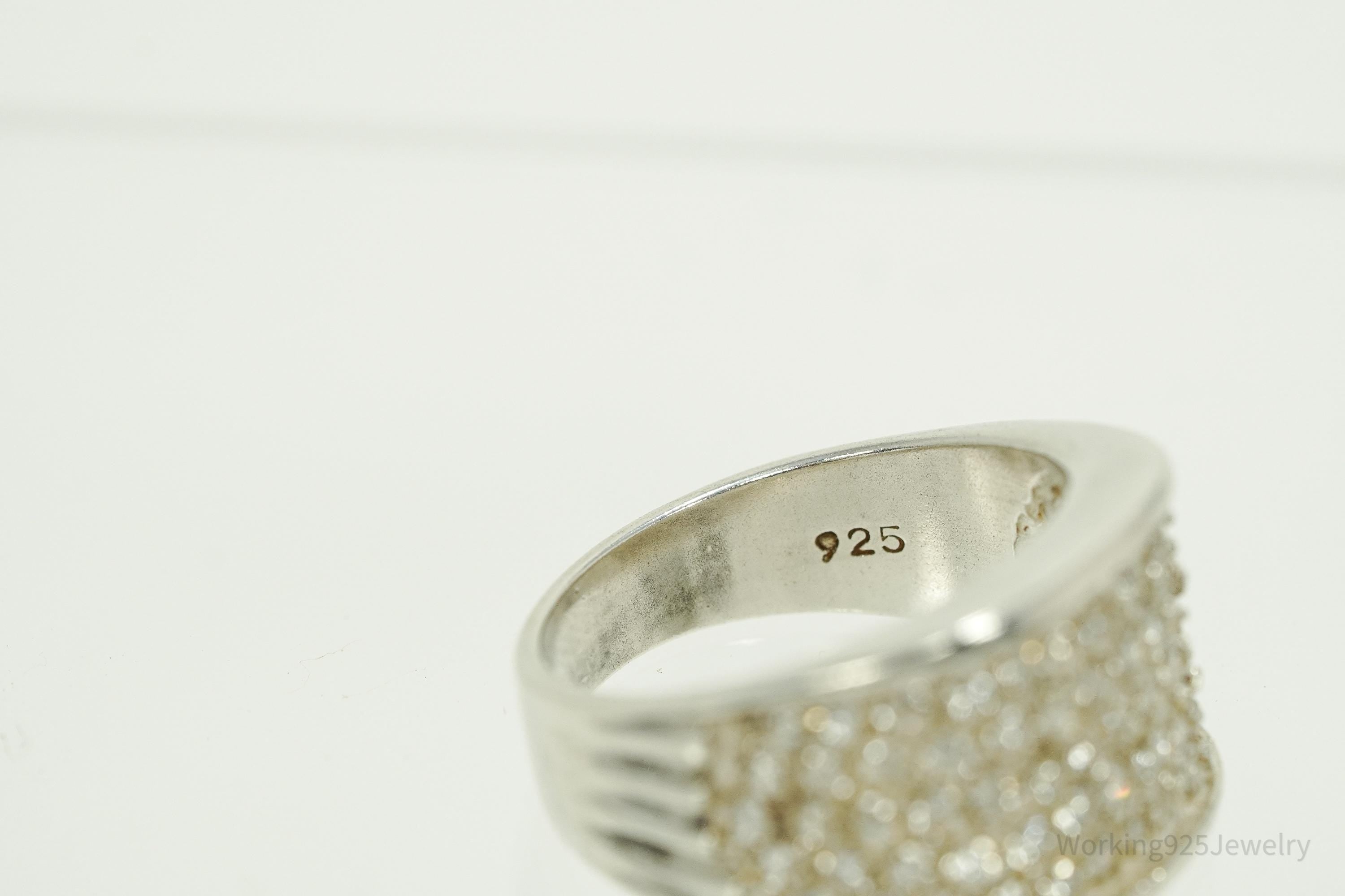 Vintage SETA Cubic Zirconia Sterling Silver Band Ring - Size 9