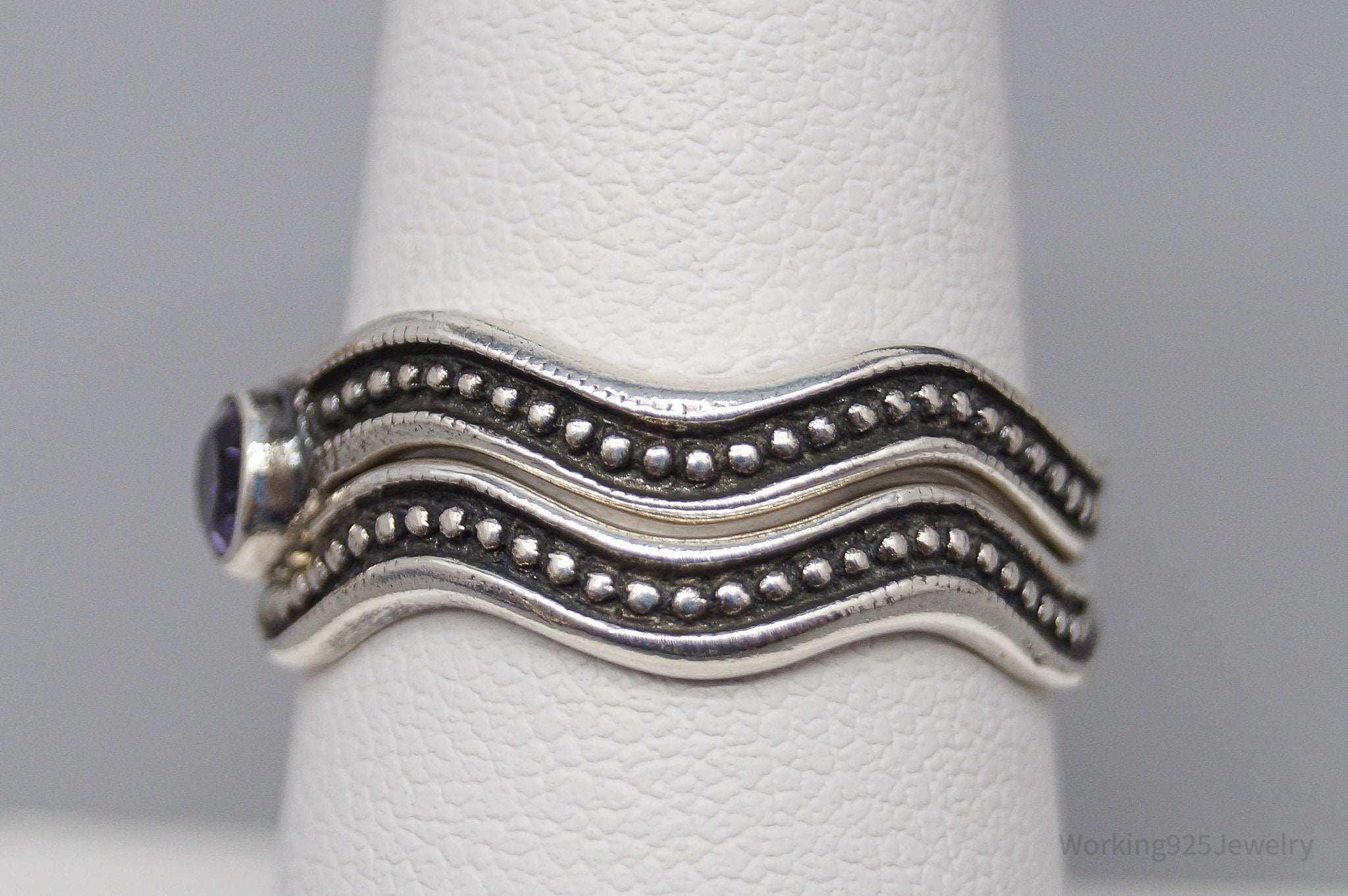 Vintage Boma Amethyst Sterling Silver Stacker Ring Set - Size 7.75