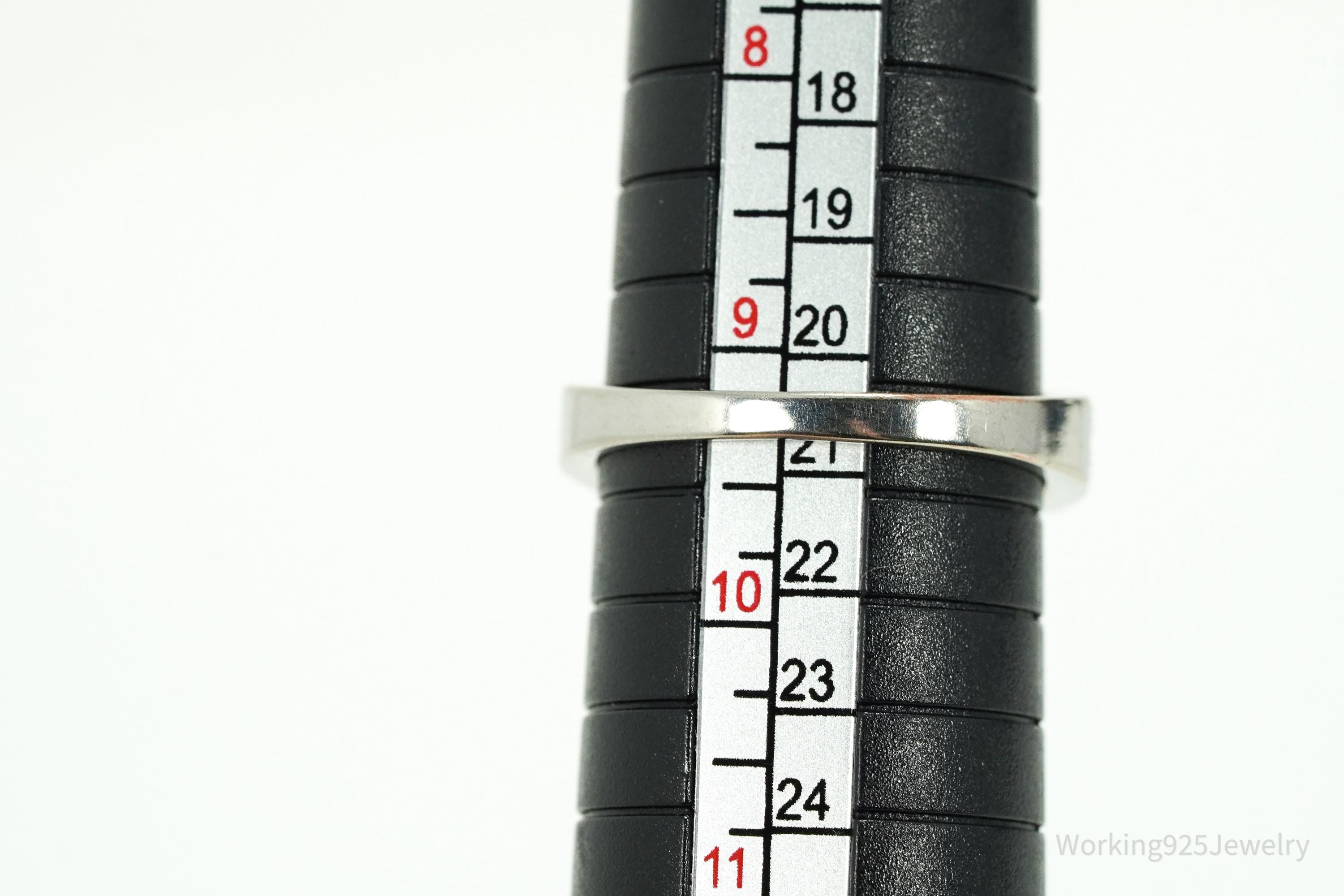 Vintage Faux Blue Topaz Sterling Silver Plated Ring - Size 9.25