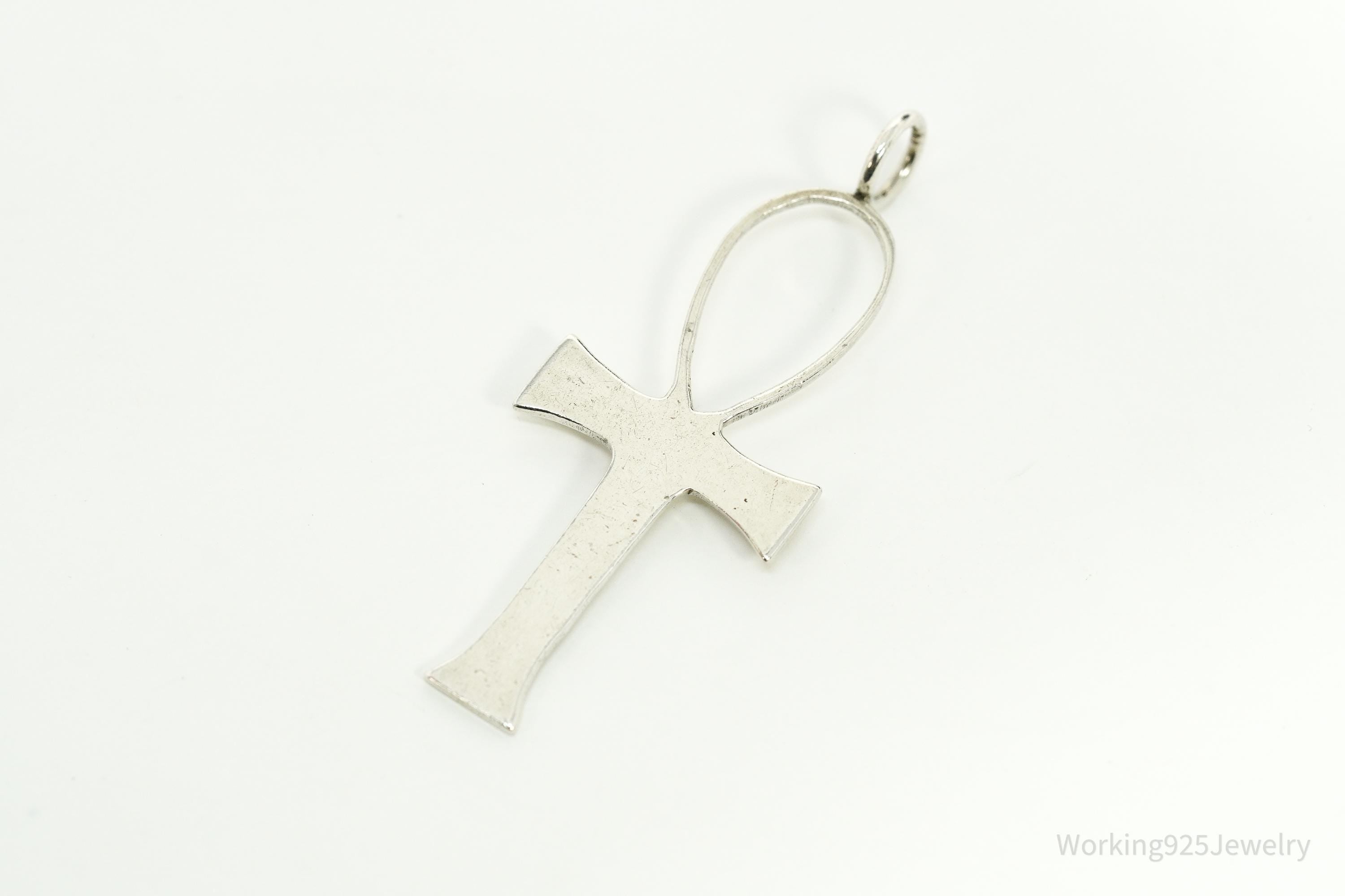 Vintage 1970 Leonore Doskow Ankh Cross Sterling Silver Pendant