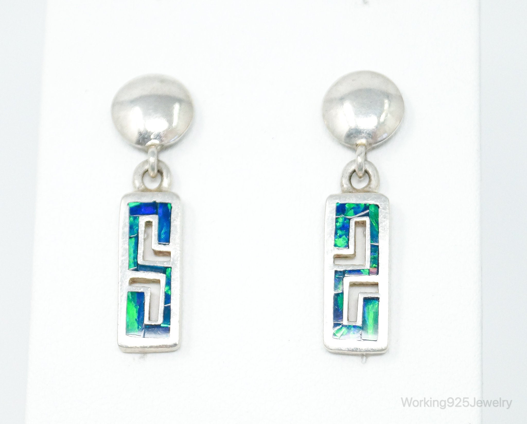 Vintage Mexico Opal Sterling Silver Southwestern Style Earrings