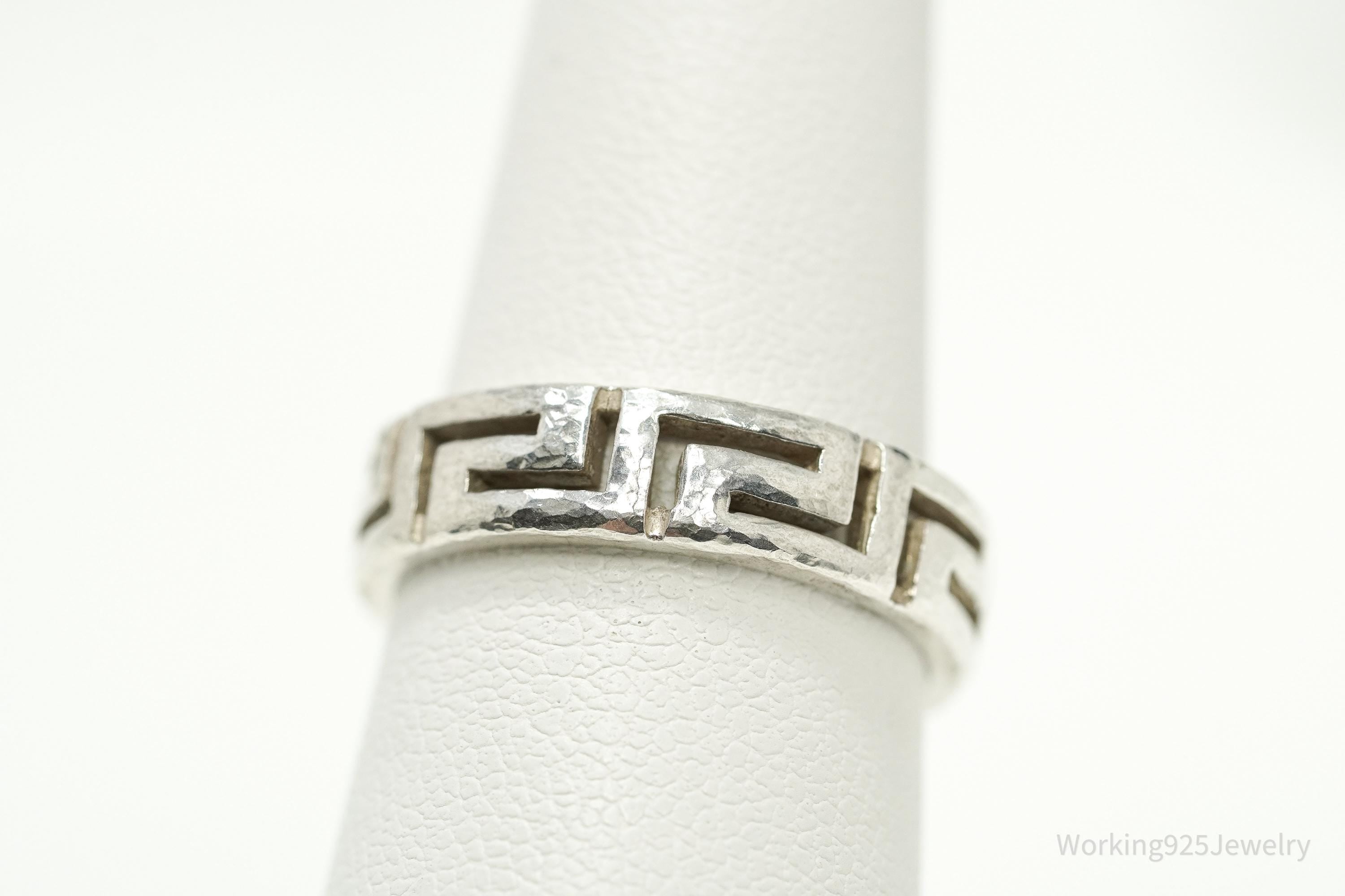 Vintage Greek Key Sterling Silver Band Ring - Size 6.5