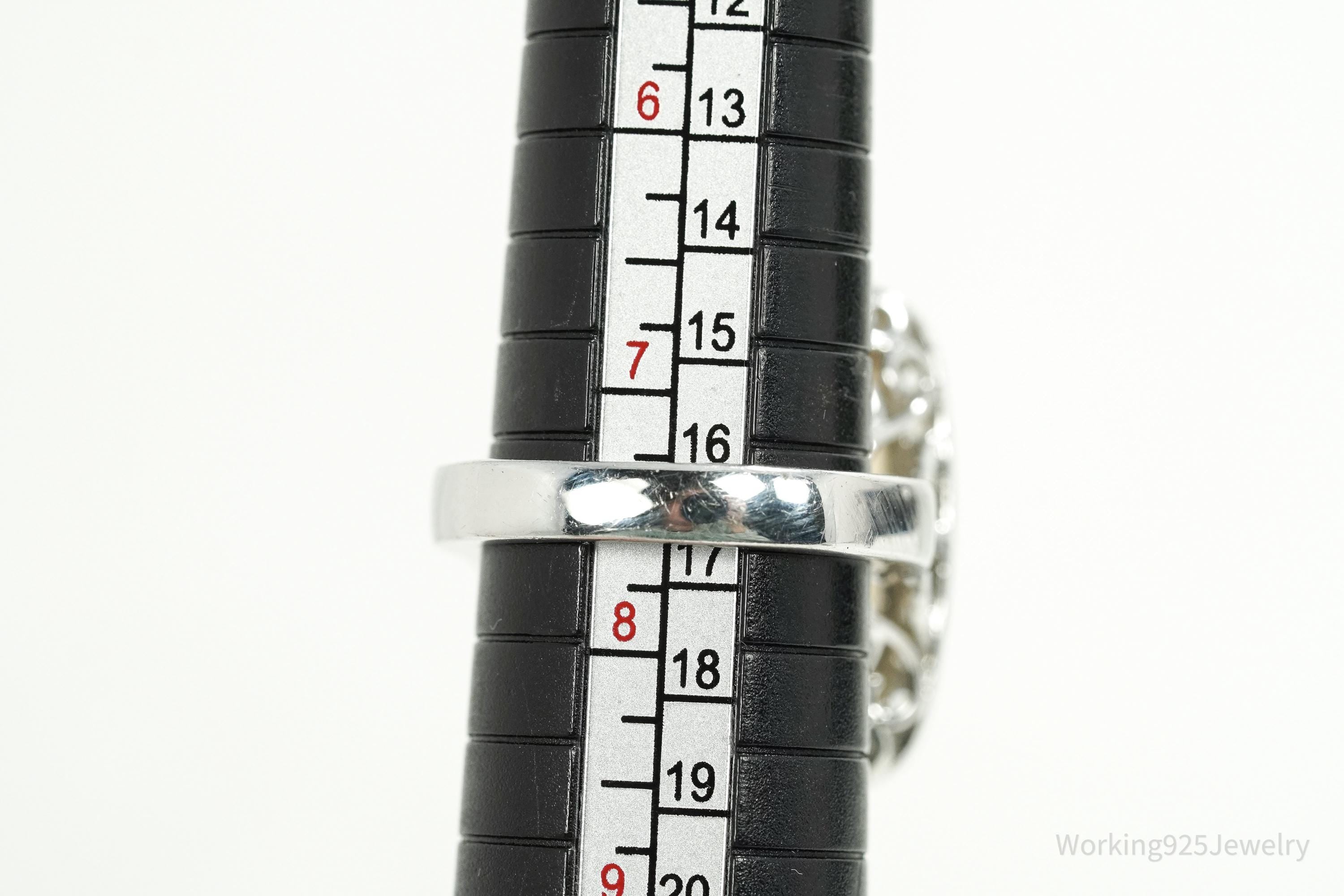 KHR Large Citrine & Cubic Zirconia Sterling Silver Ring Size 7.5