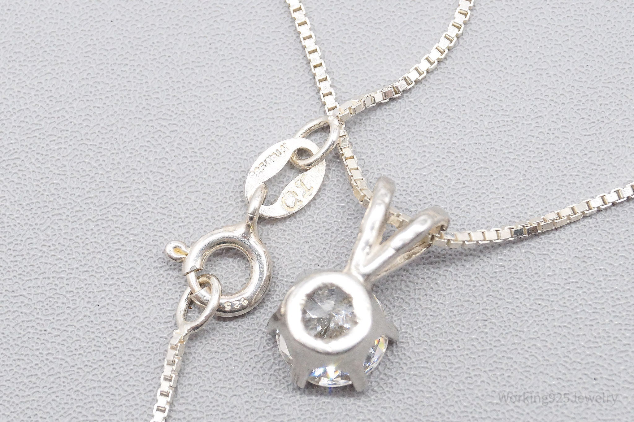 Vintage Cubic Zirconia Sterling Silver Necklace 18"