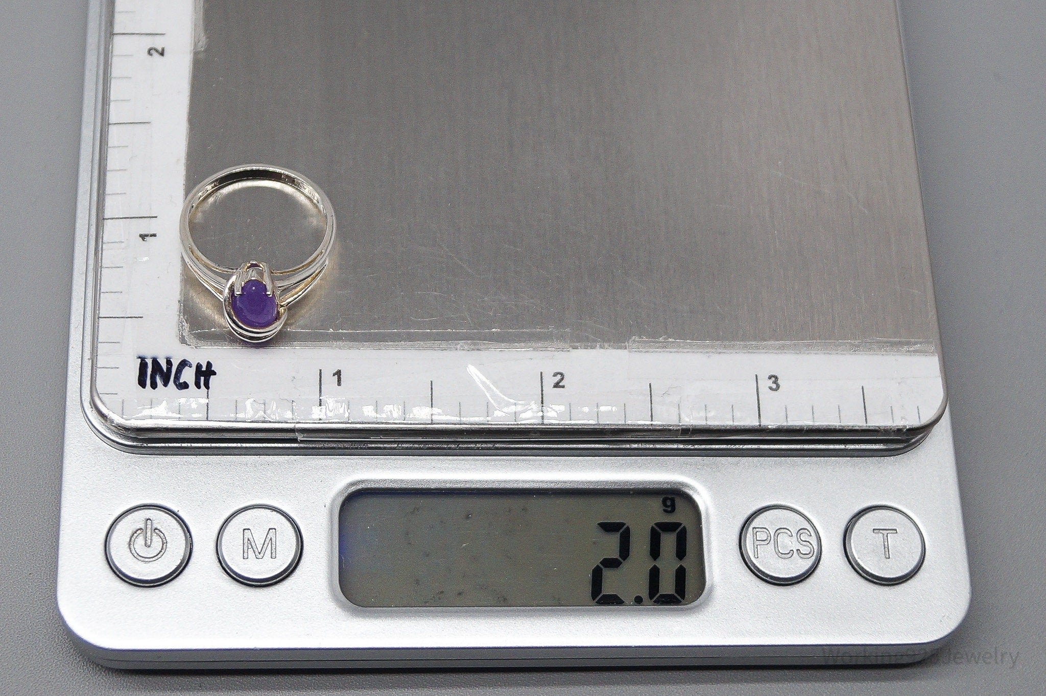 Vintage Avon Lavender Jade Sterling Silver Ring - Size 5