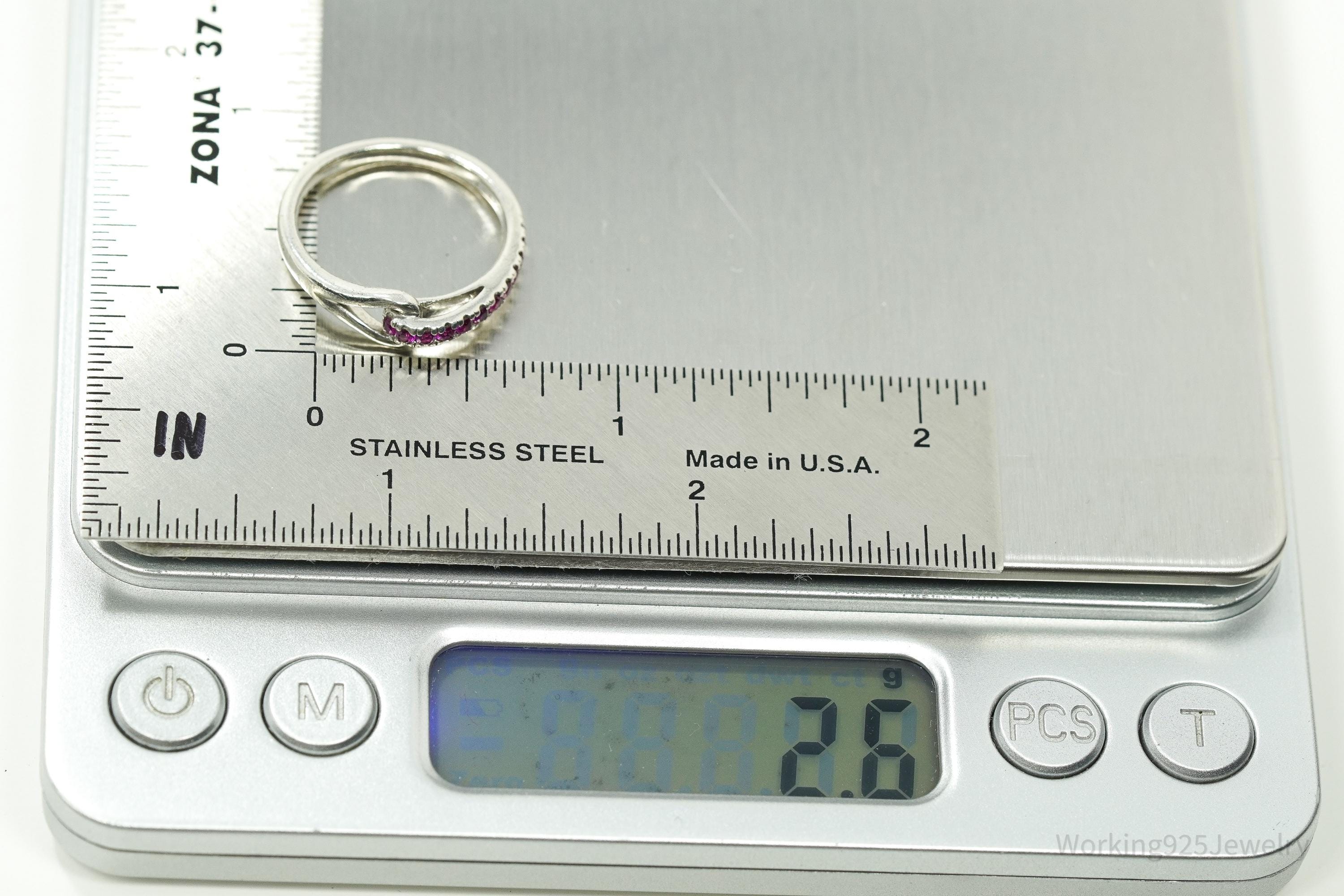 Vintage Ruby Sterling Silver Ring - Size 7