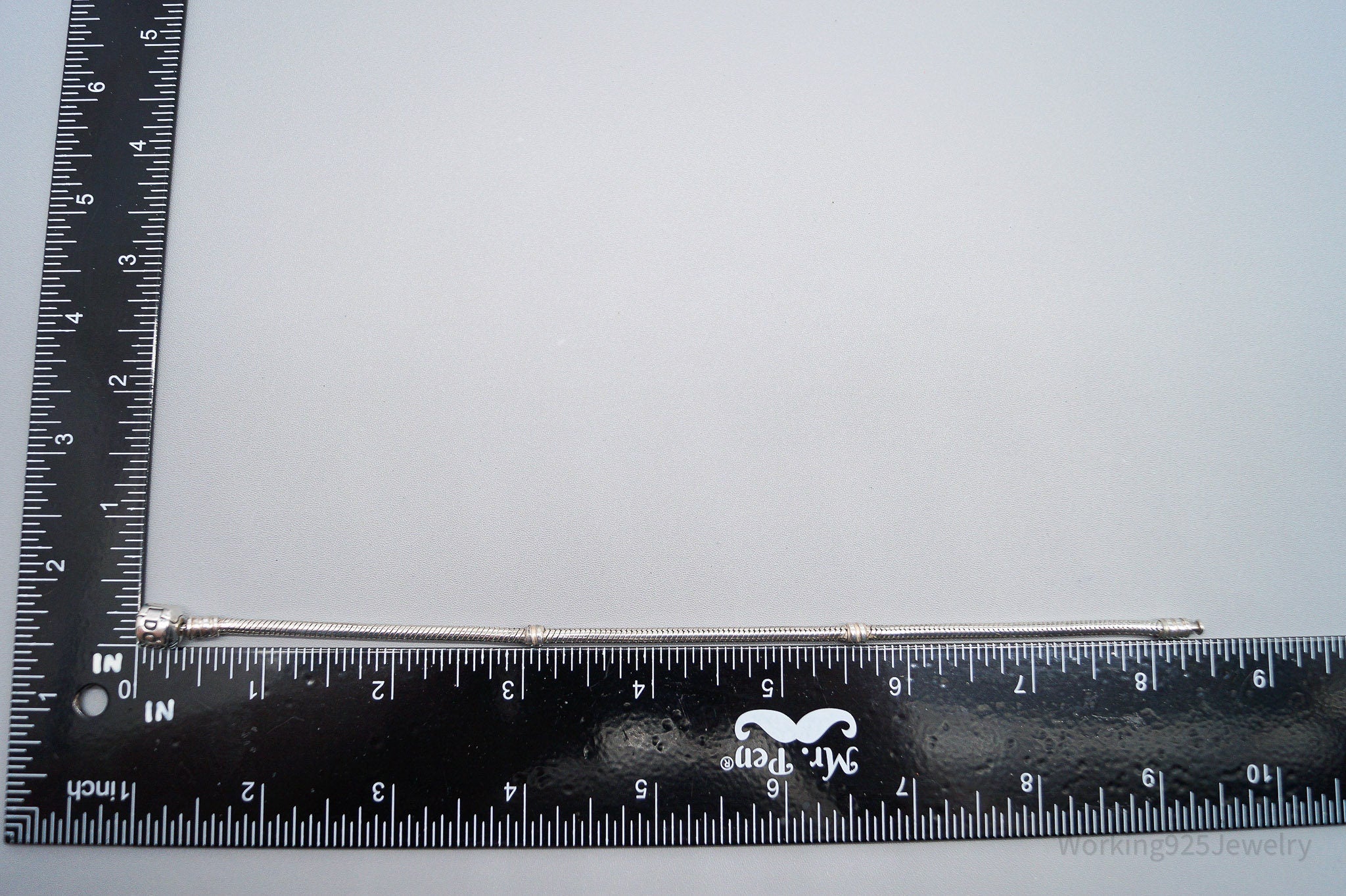 VTG Pandora Iconic Pandora Logo Sterling Silver Clasp Charm Bracelet 8 3/8"