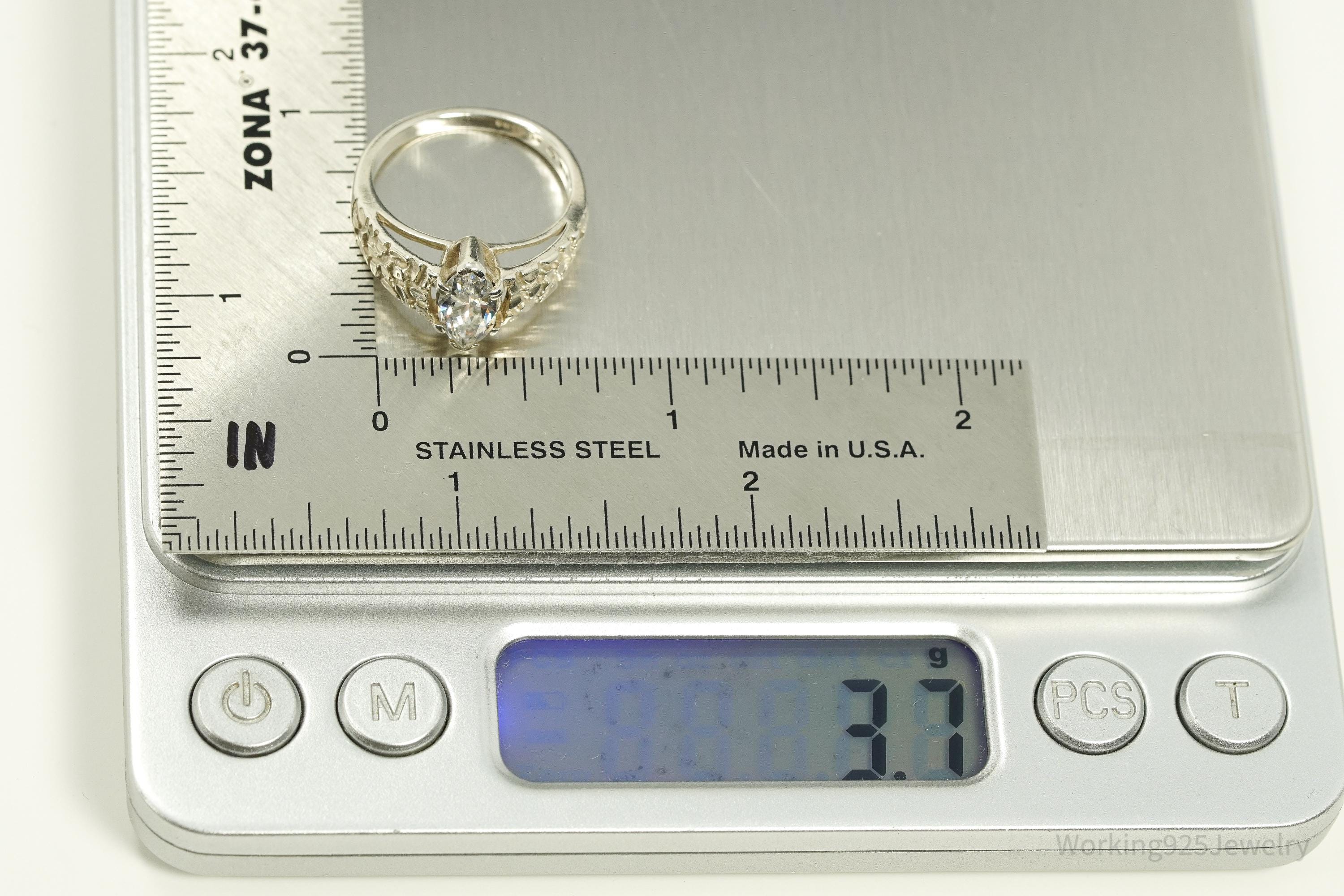 Vintage KABANA Cubic Zirconia Sterling Silver Ring - Size 7